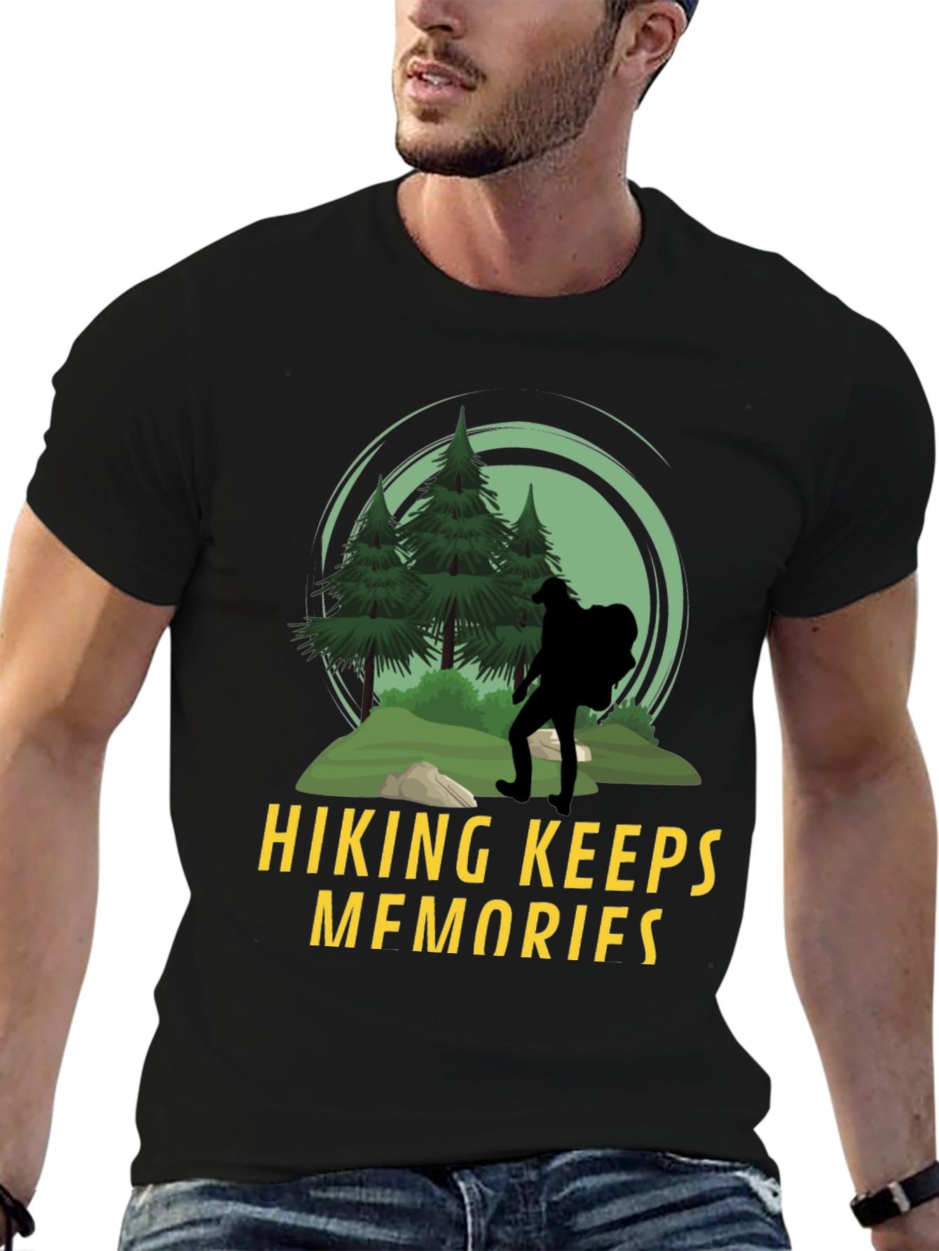 Hiking Keeps Memories Black Graphic T-Shirt