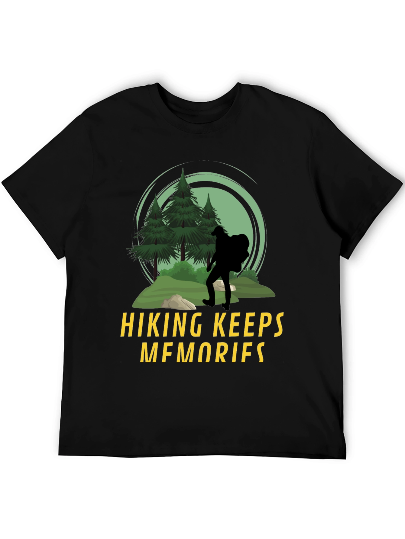 Hiking Keeps Memories Black Graphic T-Shirt