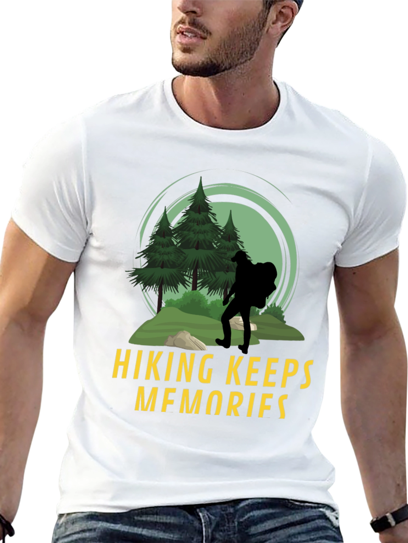 Hiking Keeps Memories Black Graphic T-Shirt