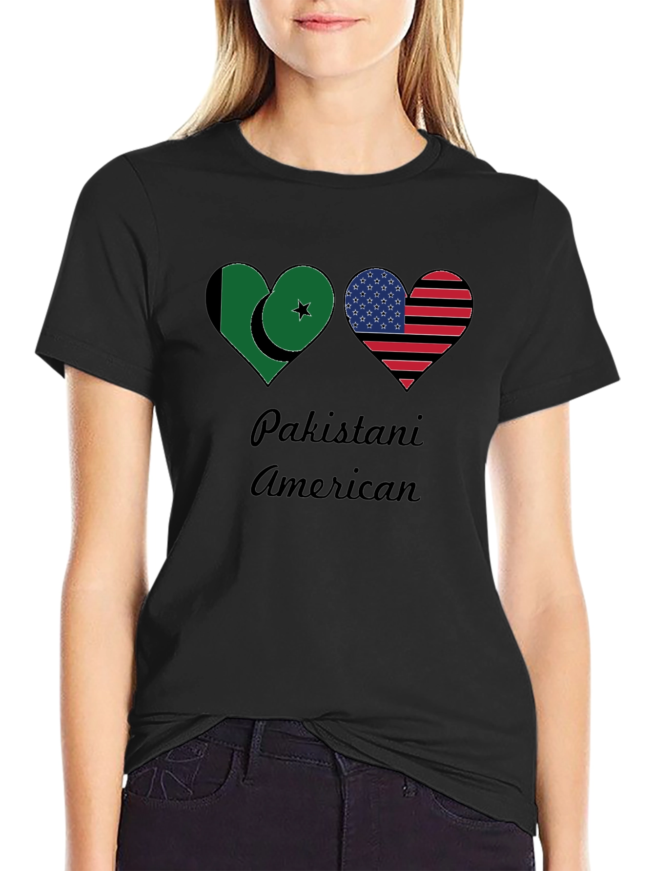 Pakistani American Flag Heart T-Shirt
