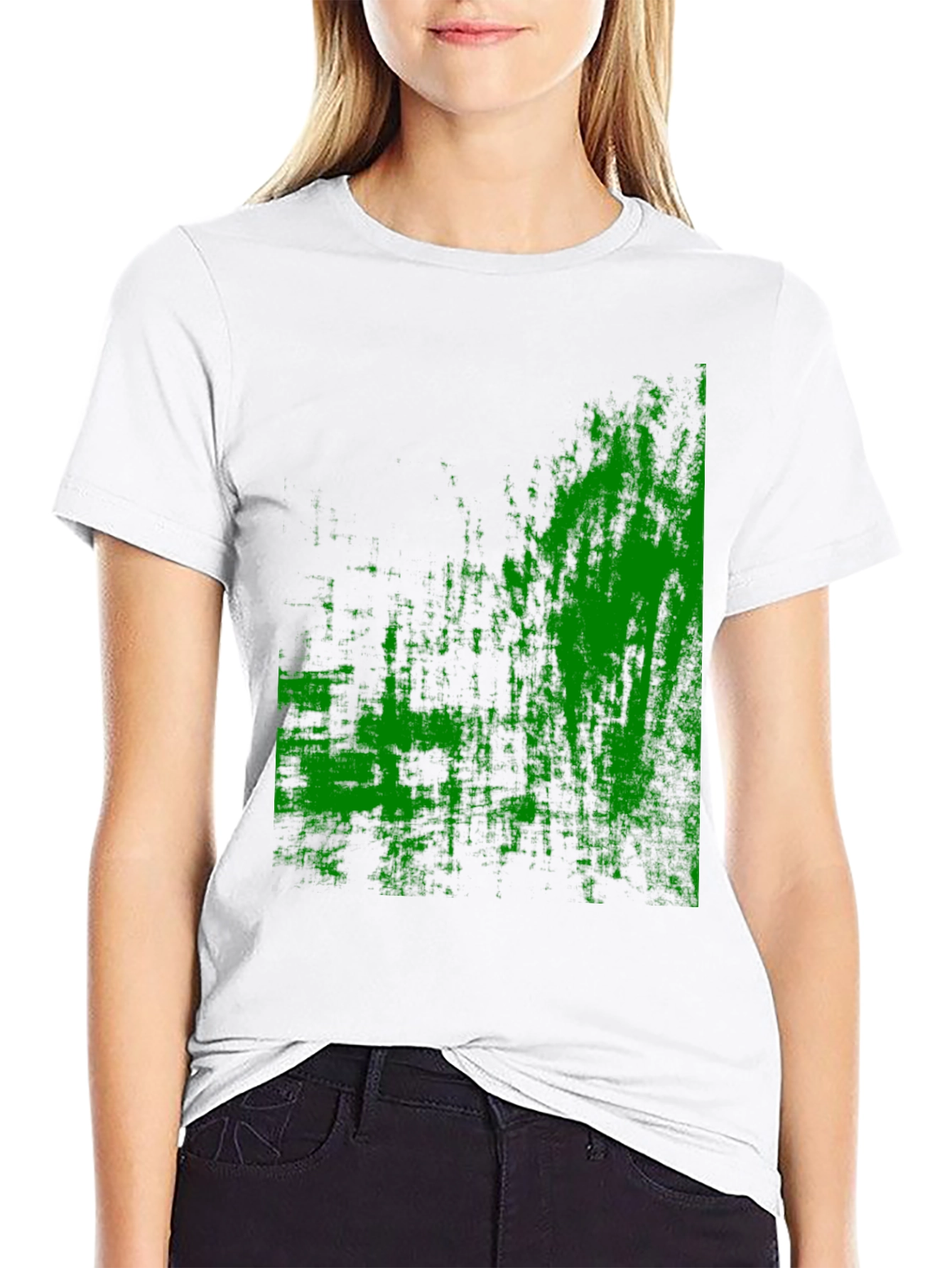 Abstract Green Graphic Black T-Shirt
