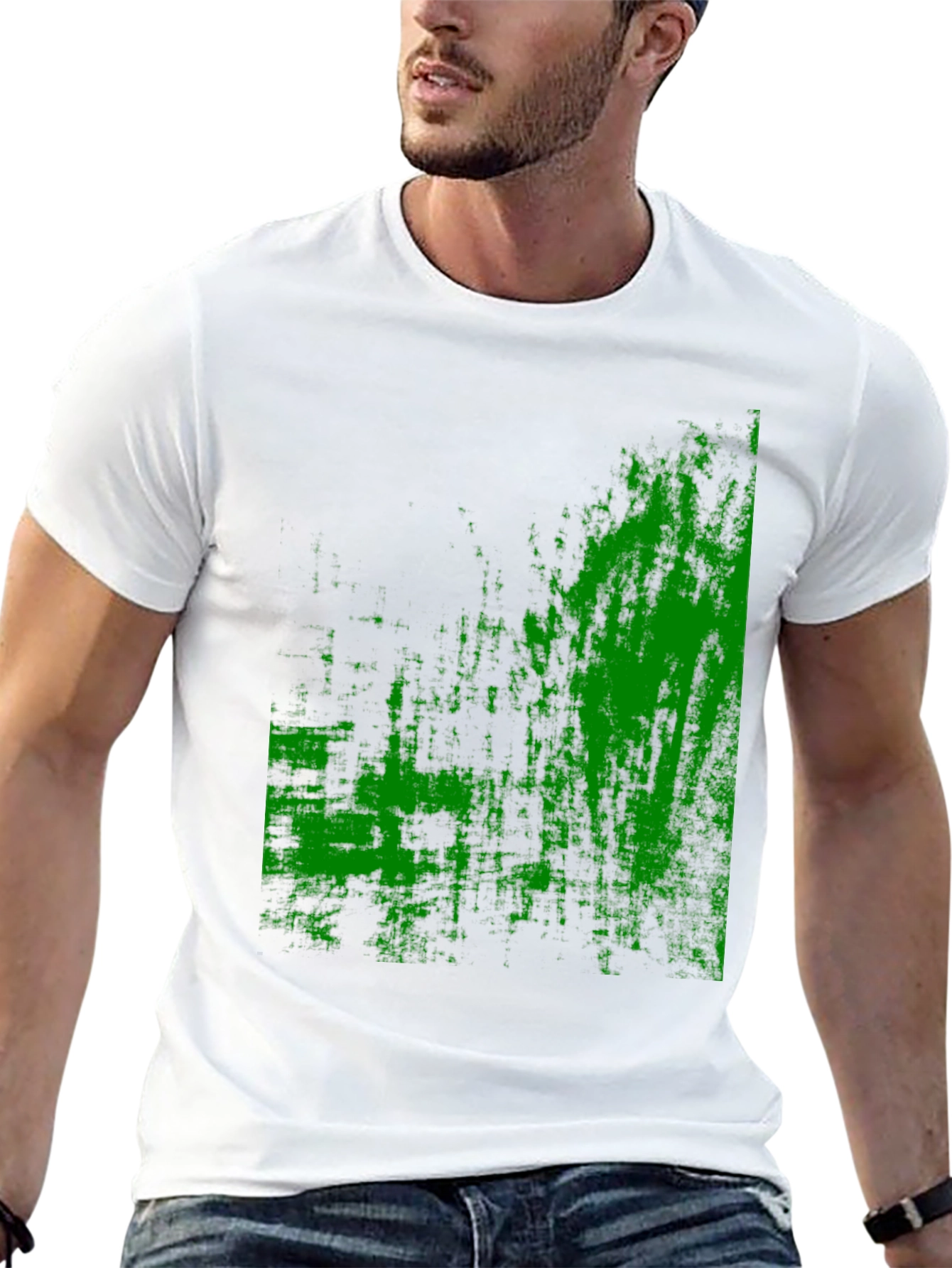 Abstract Green Graphic Black T-Shirt