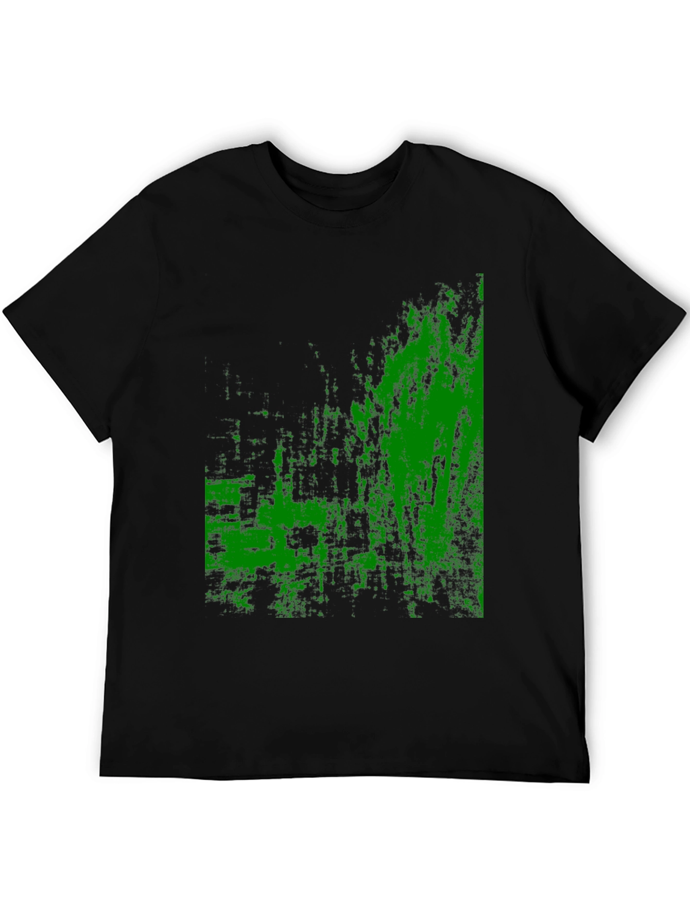 Abstract Green Graphic Black T-Shirt