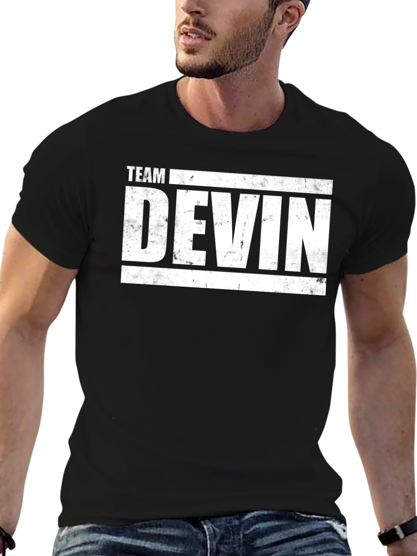 Team Devin Graphic T-Shirt - Black Crew Neck Tee