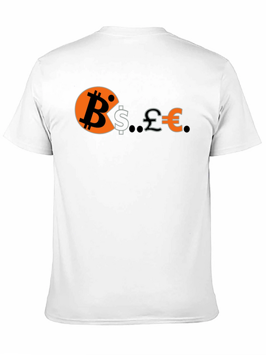 Bitcoin Eats Dollars Pounds & Euros Funny Crypto T-Shirt