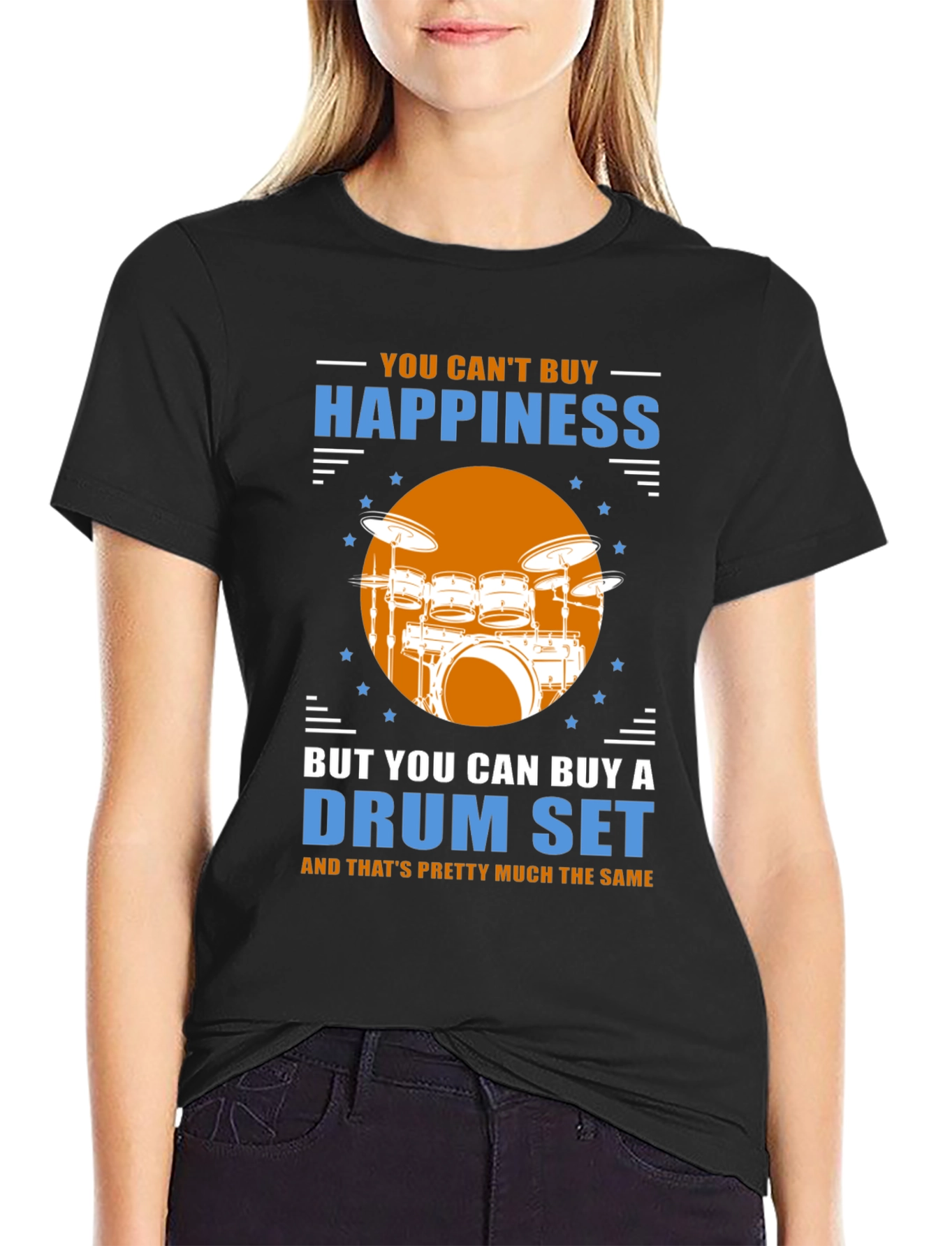 Happiness Drum Set Graphic Tee - Music Lover Shirt