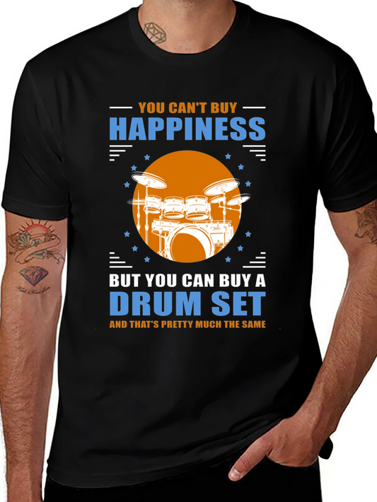 Happiness Drum Set Graphic Tee - Music Lover Shirt