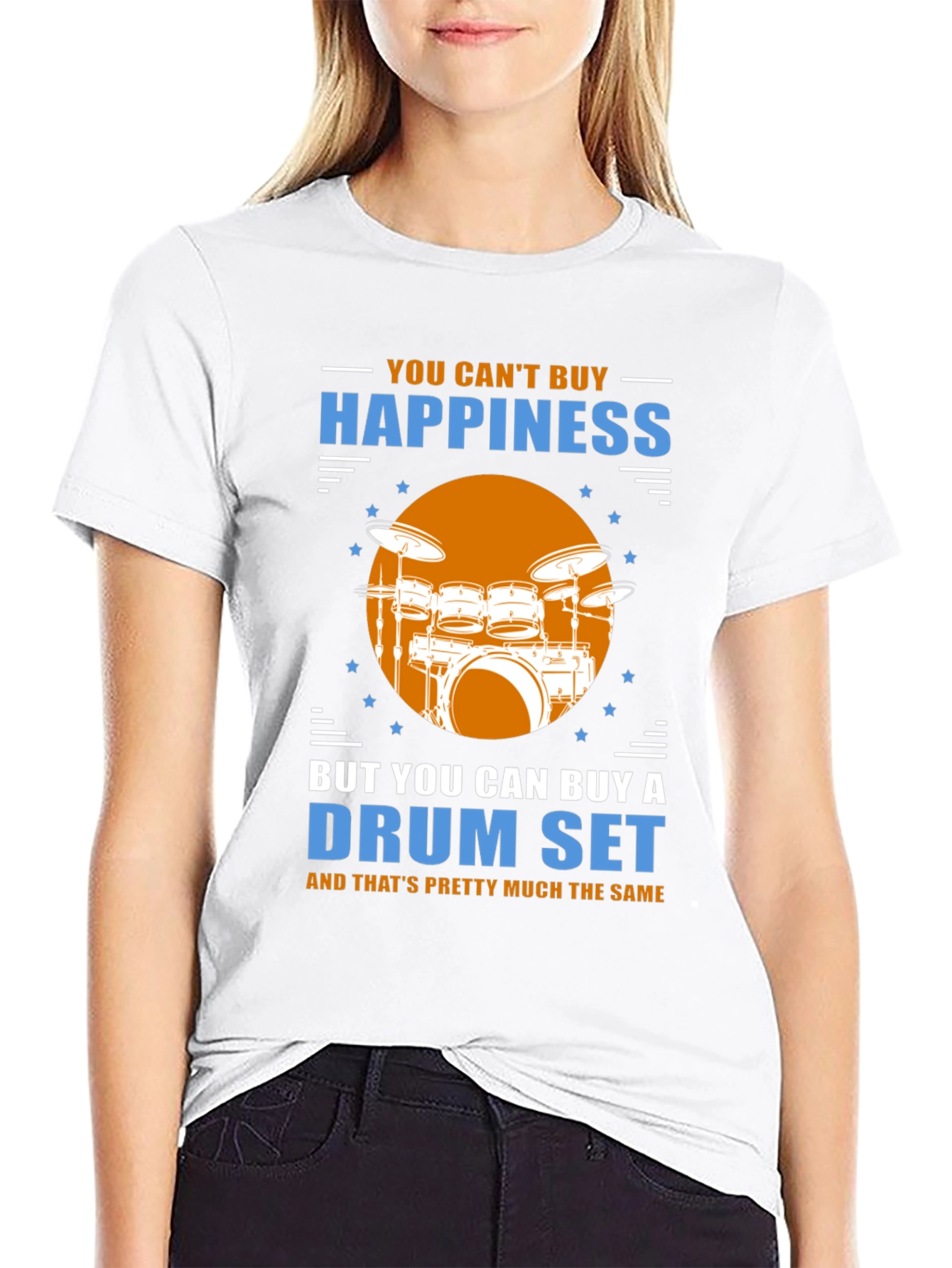 Happiness Drum Set Graphic Tee - Music Lover Shirt