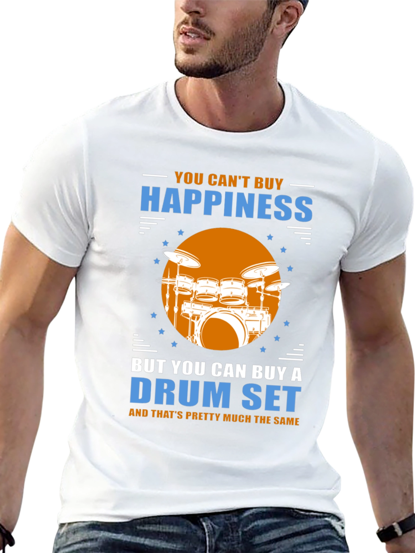 Happiness Drum Set Graphic Tee - Music Lover Shirt