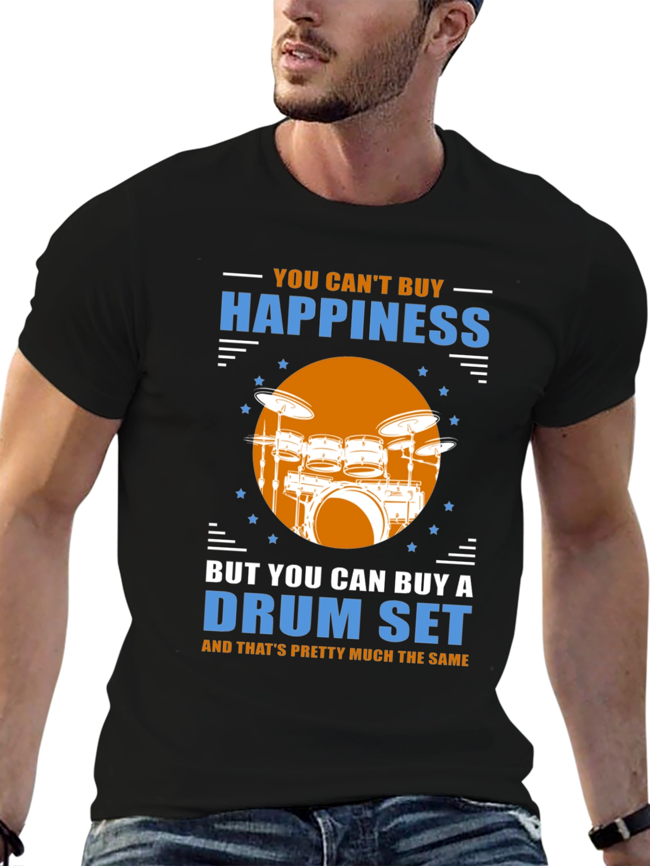 Happiness Drum Set Graphic Tee - Music Lover Shirt