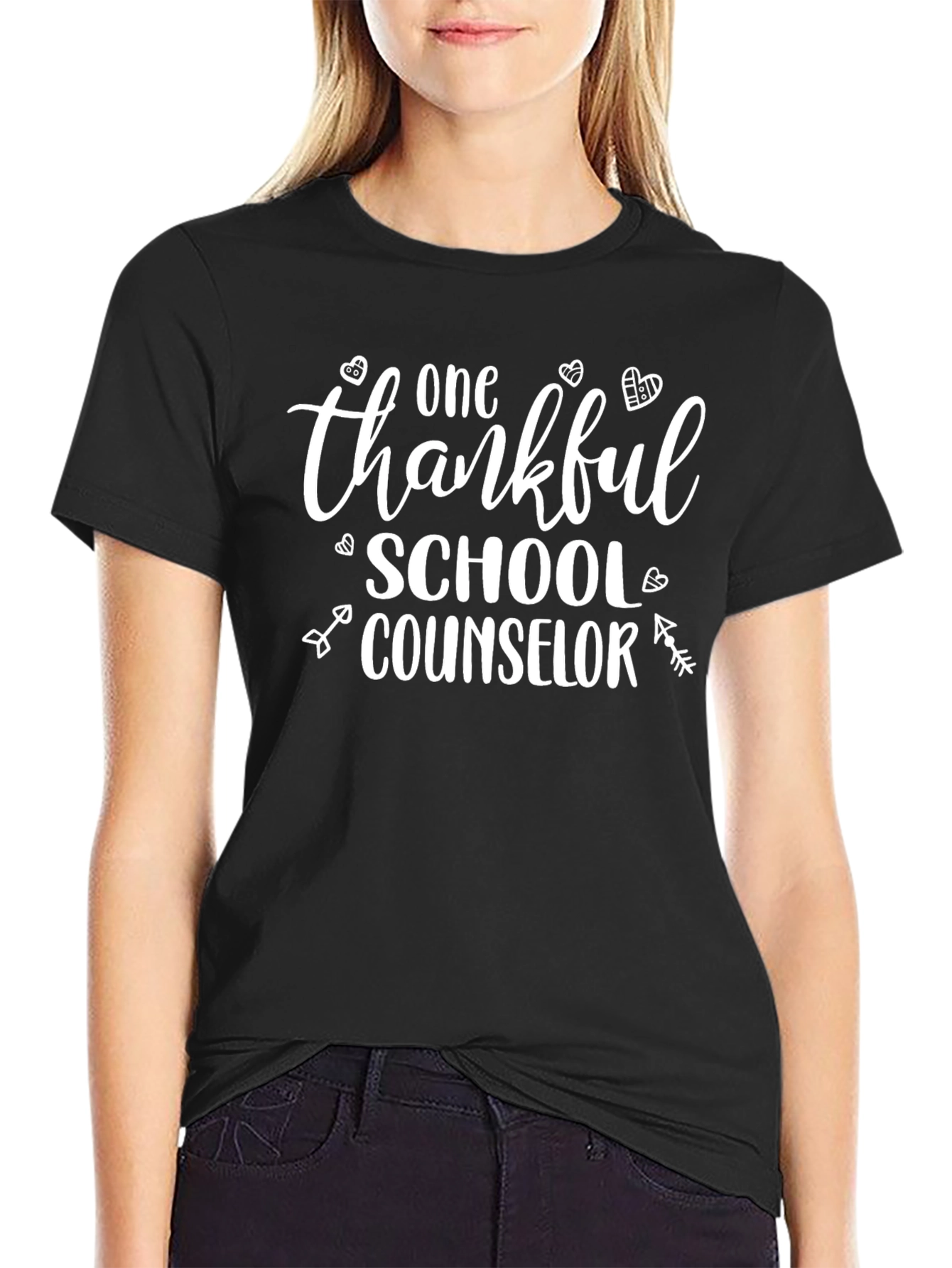 Thankful School Counselor Black Tee