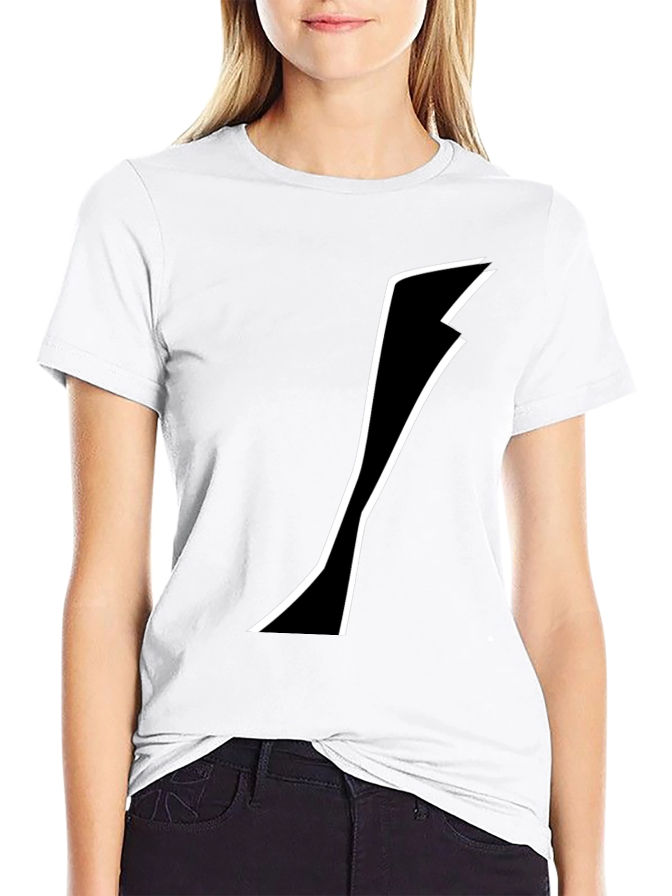 Black Tee with Abstract White Design