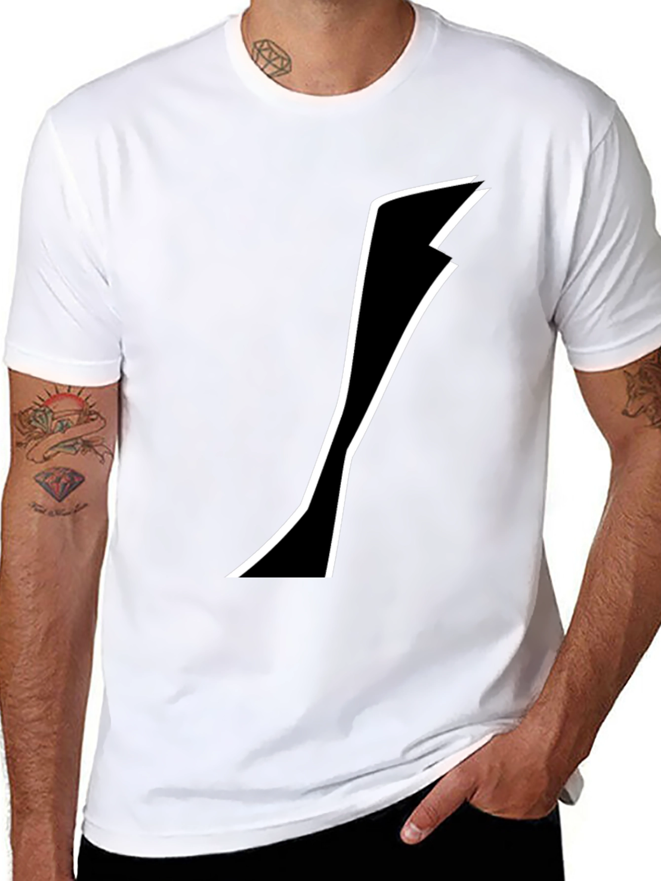 Black Tee with Abstract White Design