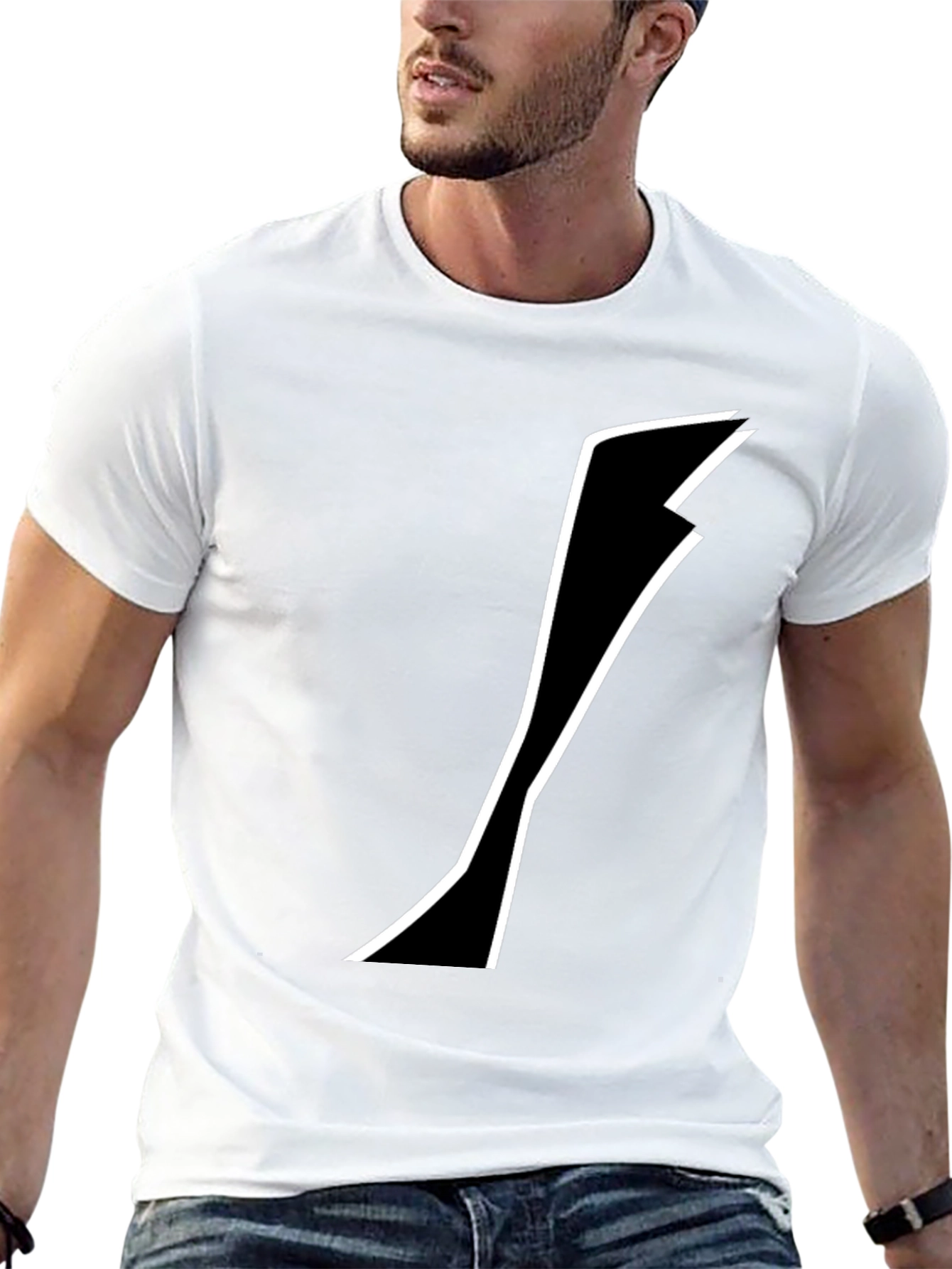 Black Tee with Abstract White Design