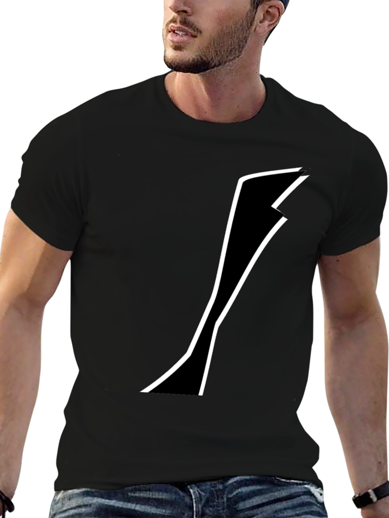 Black Tee with Abstract White Design