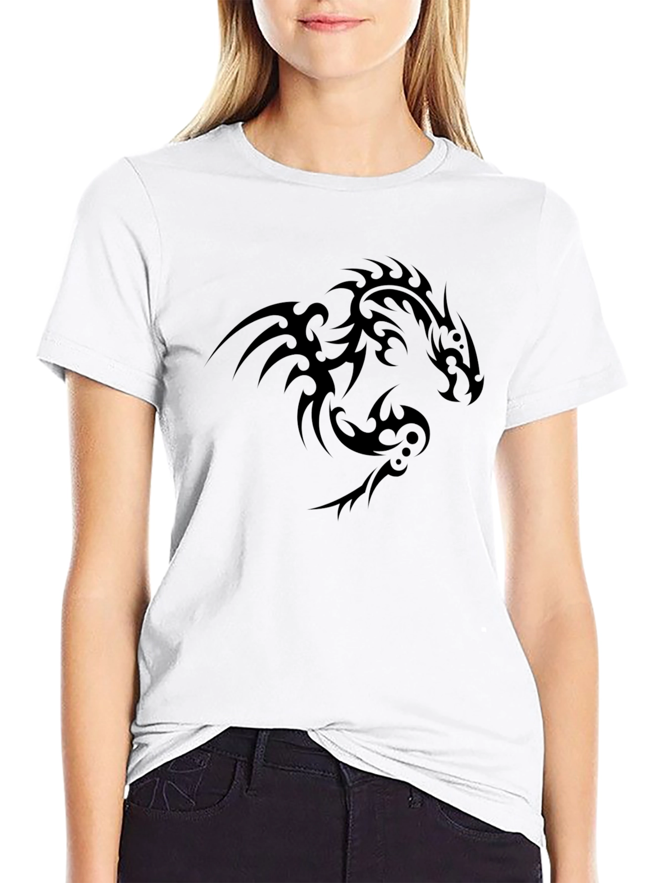Black Tribal Dragon Graphic Tee