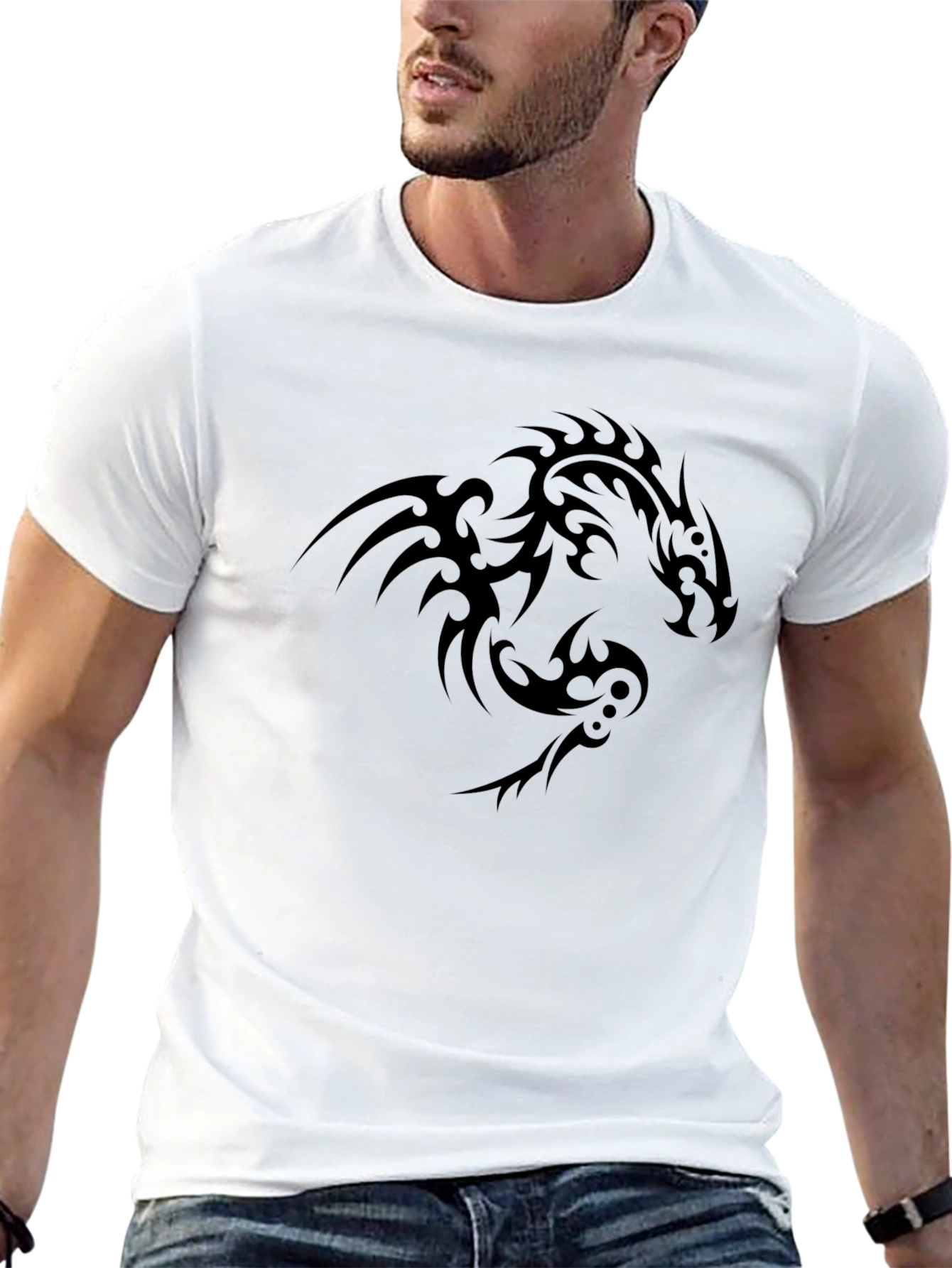 Black Tribal Dragon Graphic Tee