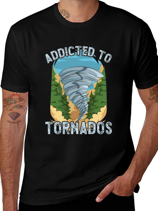 Addicted to Tornados Black Graphic T-Shirt