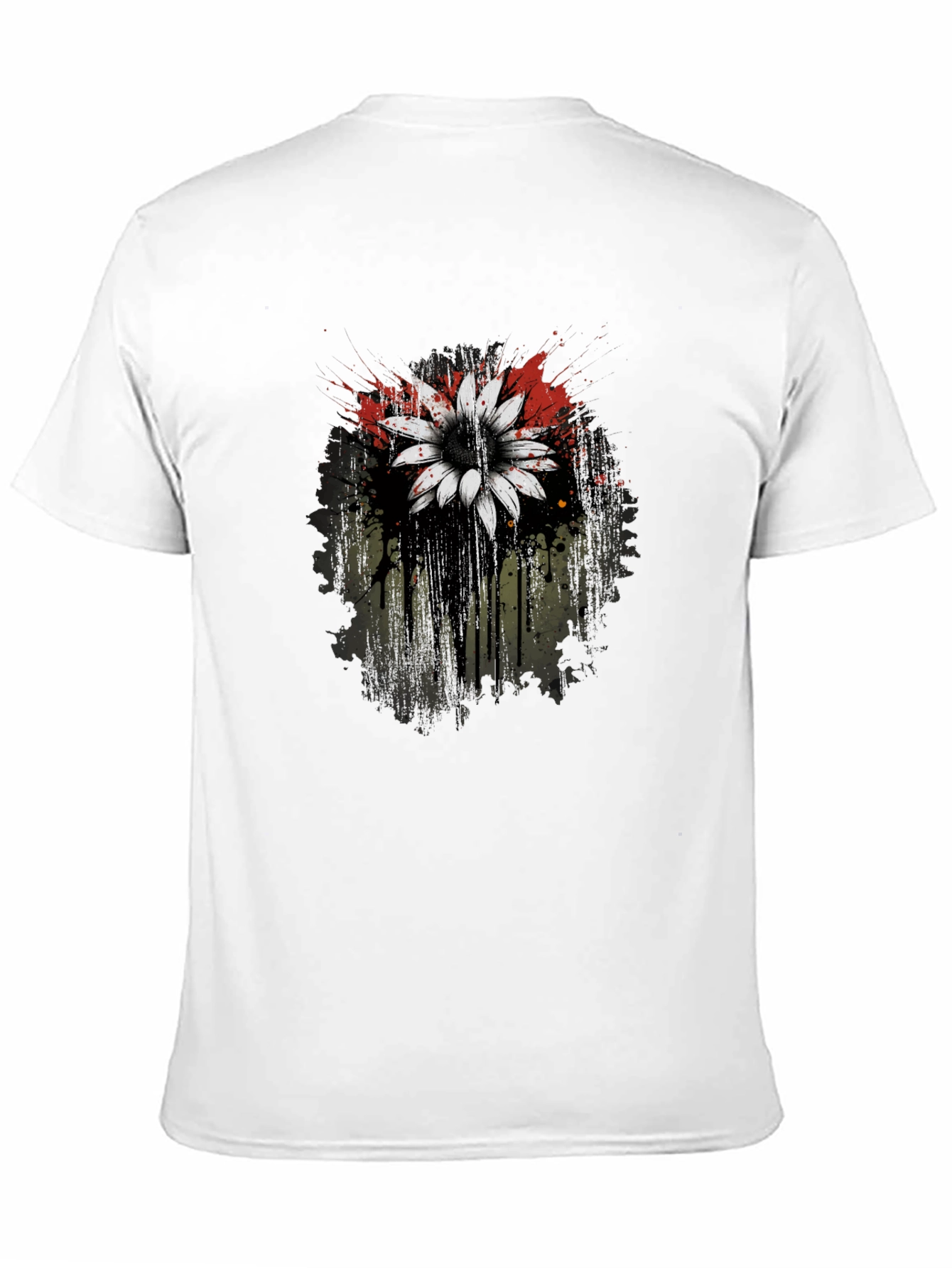 Black T-Shirt with Flower Graphic Print