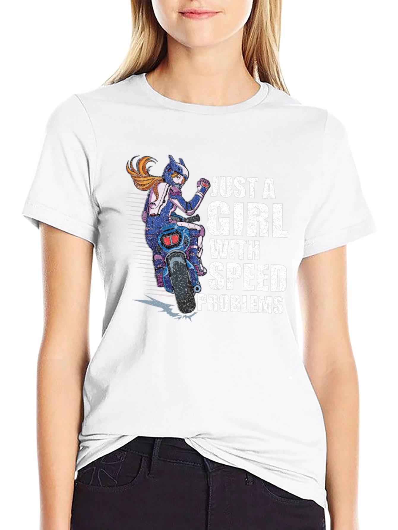 Just A Girl With Speed Problems Black T-Shirt