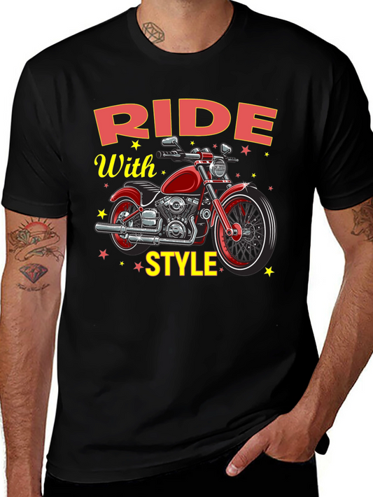 Ride With Style Motorcycle Graphic T-Shirt