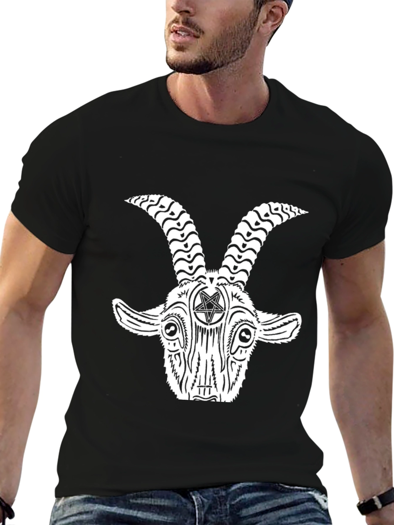 Occult Goat Head Graphic Tee - Black