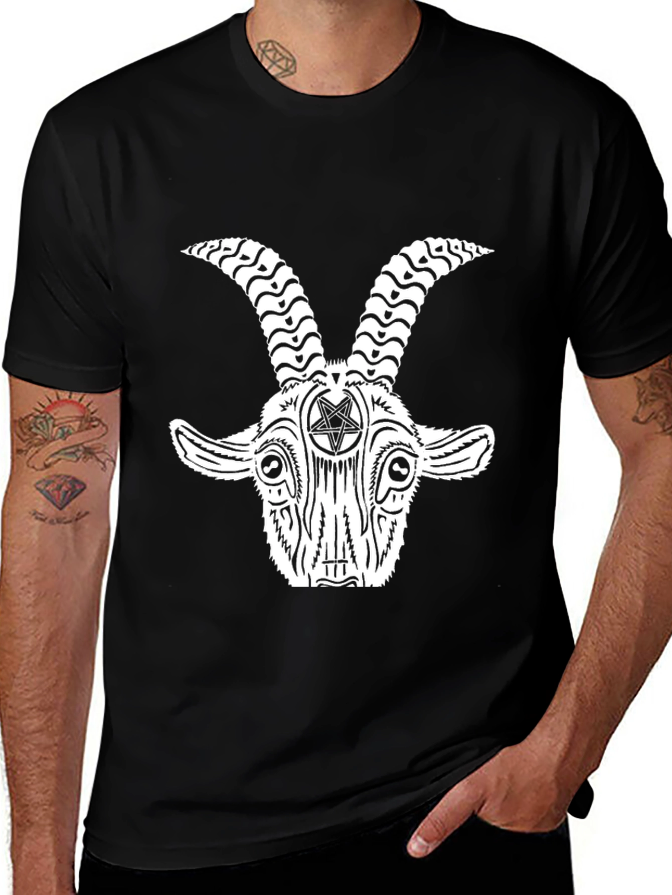 Occult Goat Head Graphic Tee - Black
