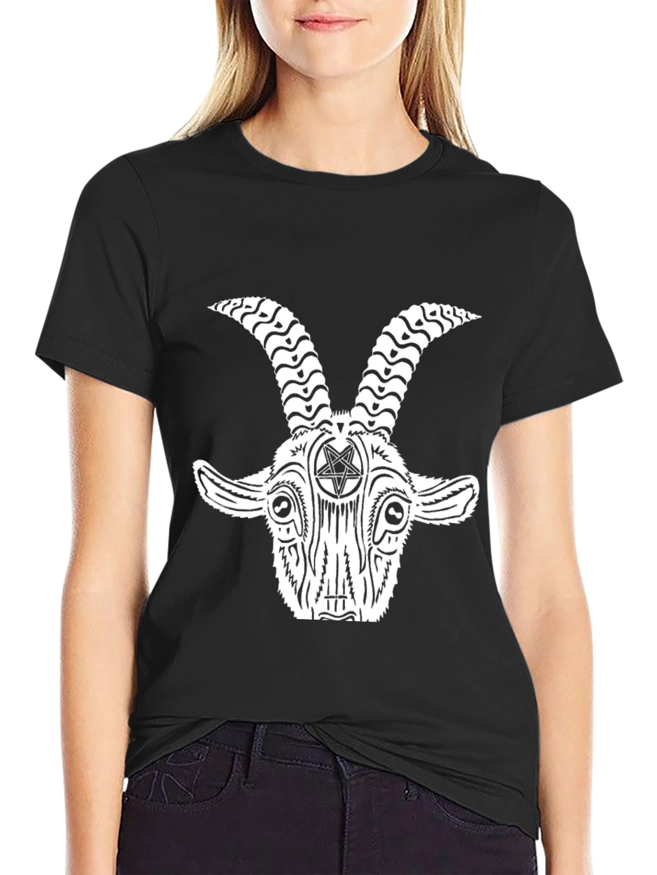 Occult Goat Head Graphic Tee - Black