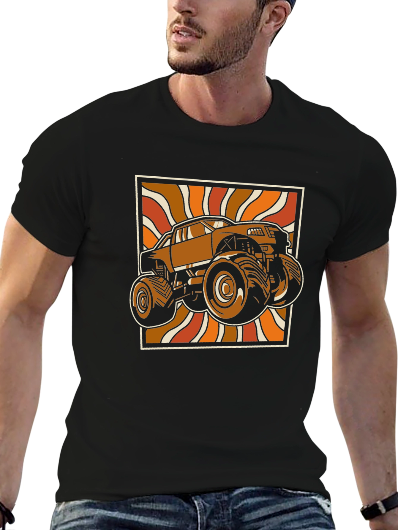 Retro Monster Truck Graphic Tee - Black