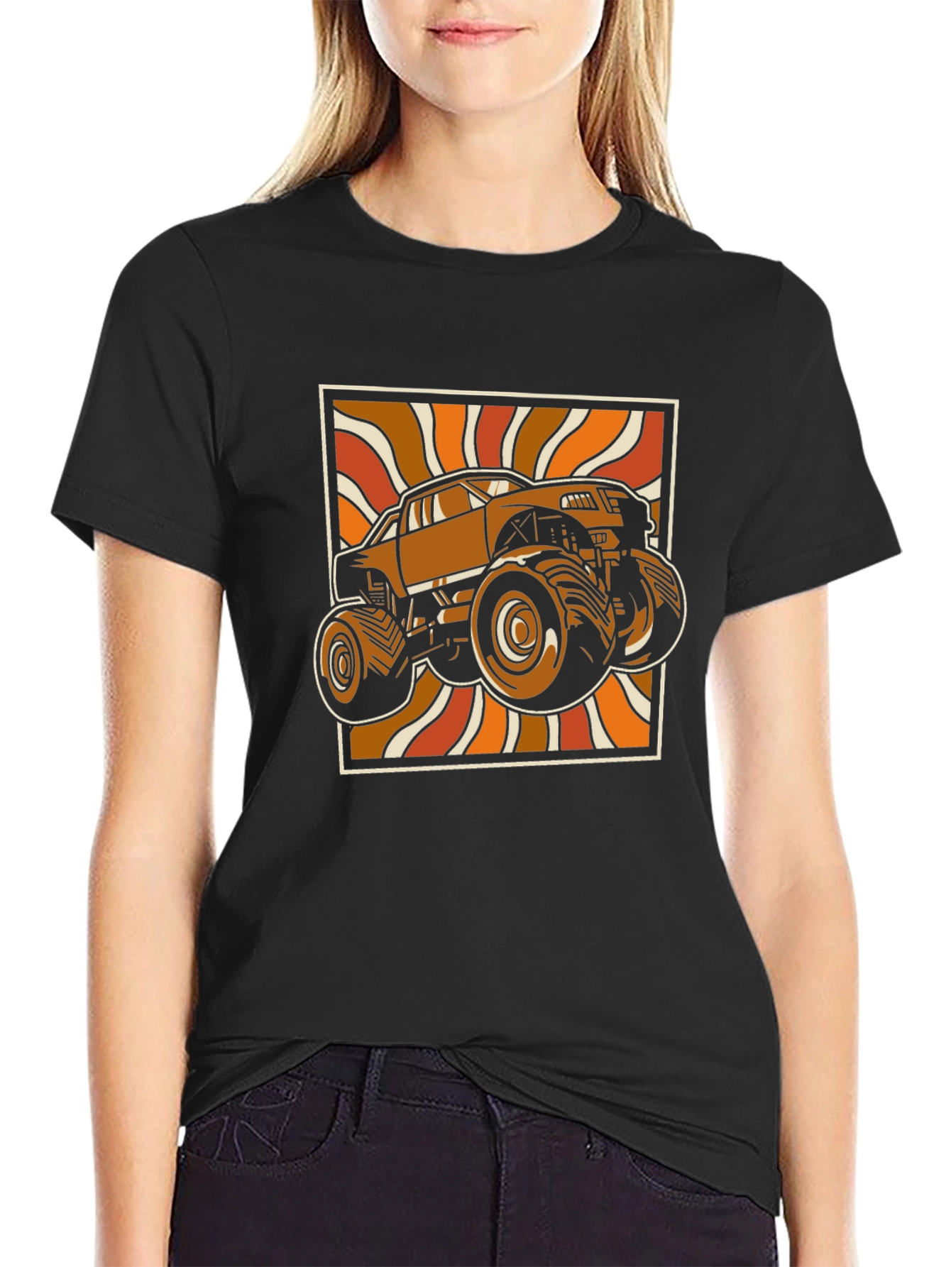 Retro Monster Truck Graphic Tee - Black