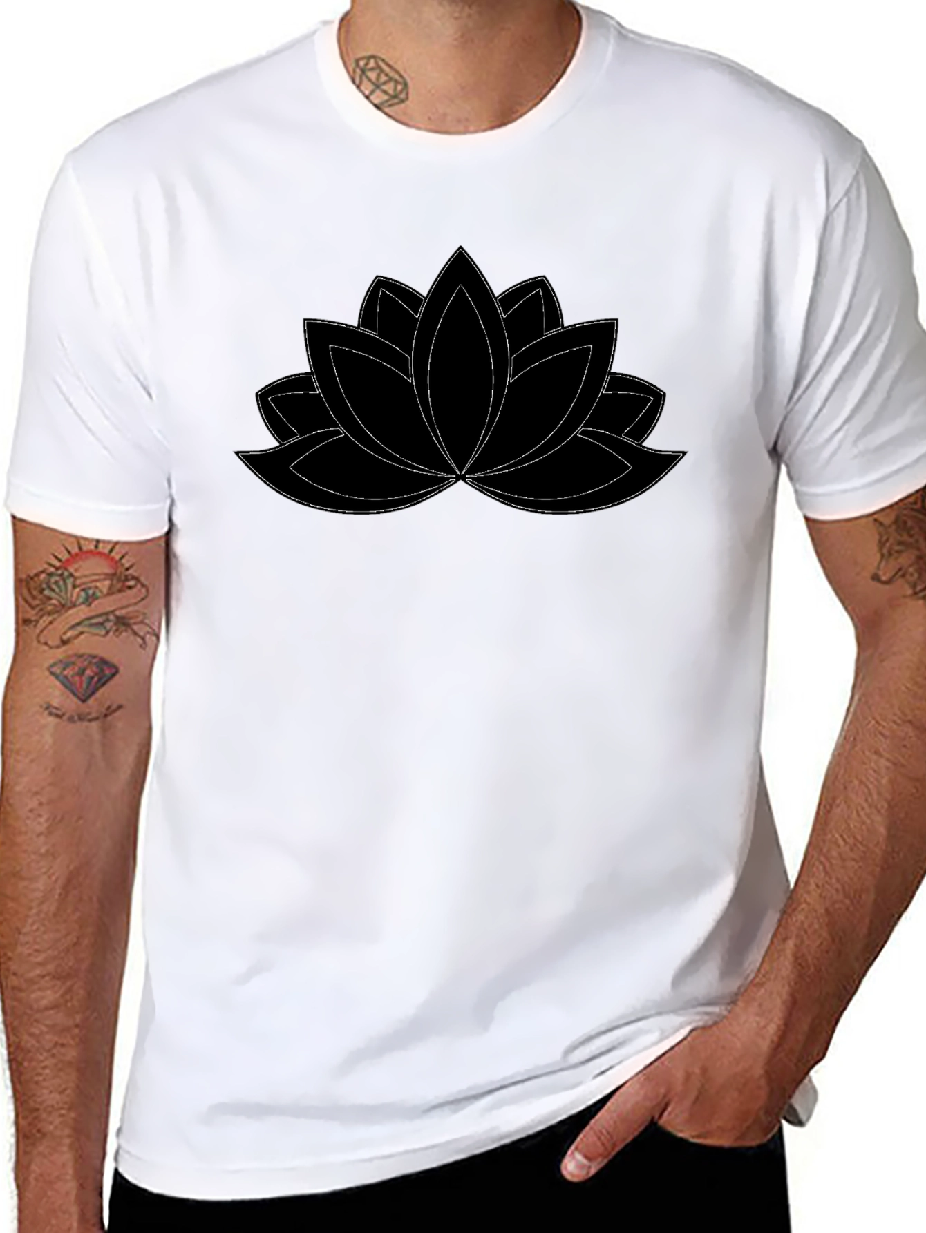 Lotus Flower T-Shirt - Black Graphic Tee