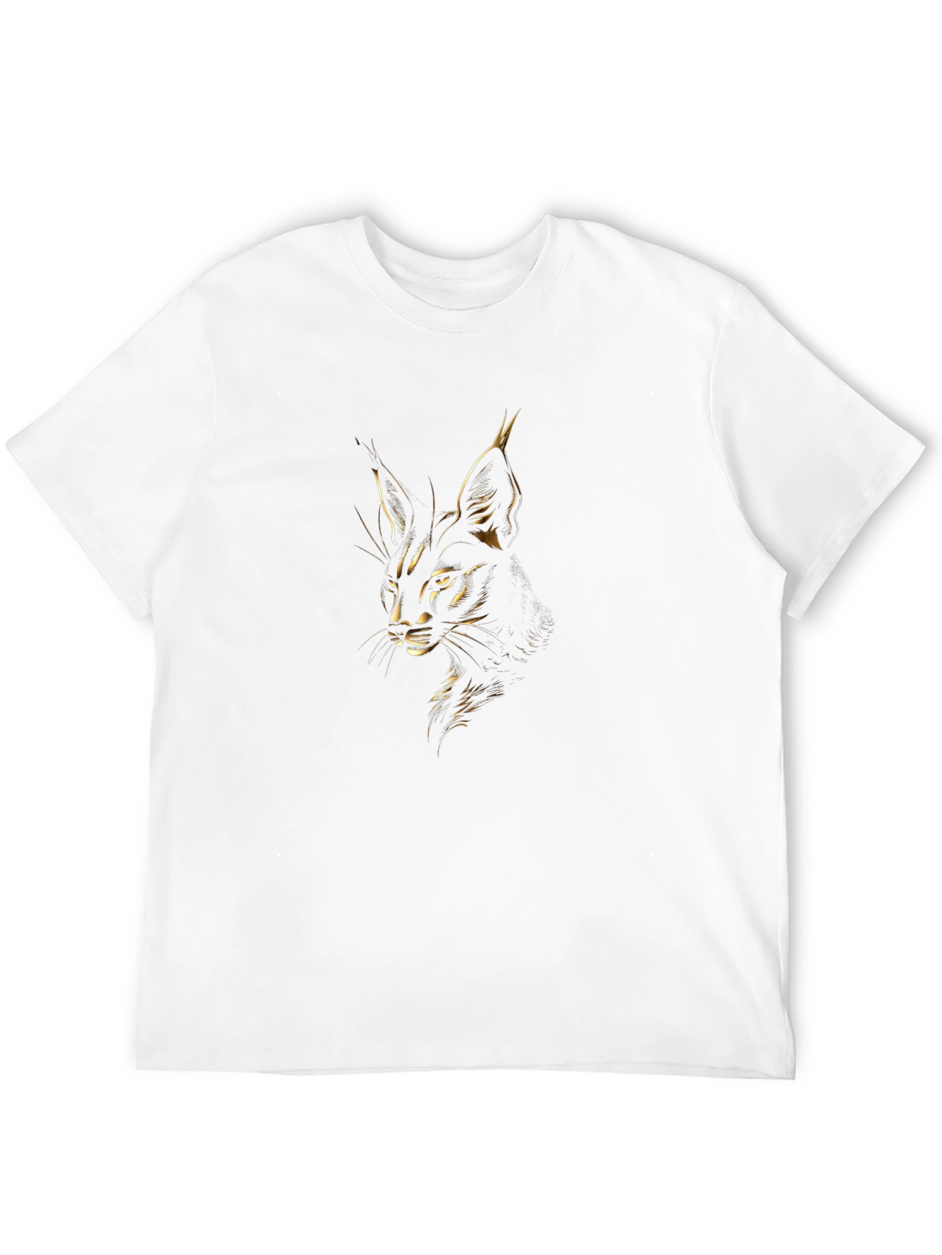 Caracal Cat Graphic Tee - Black Cotton T-Shirt