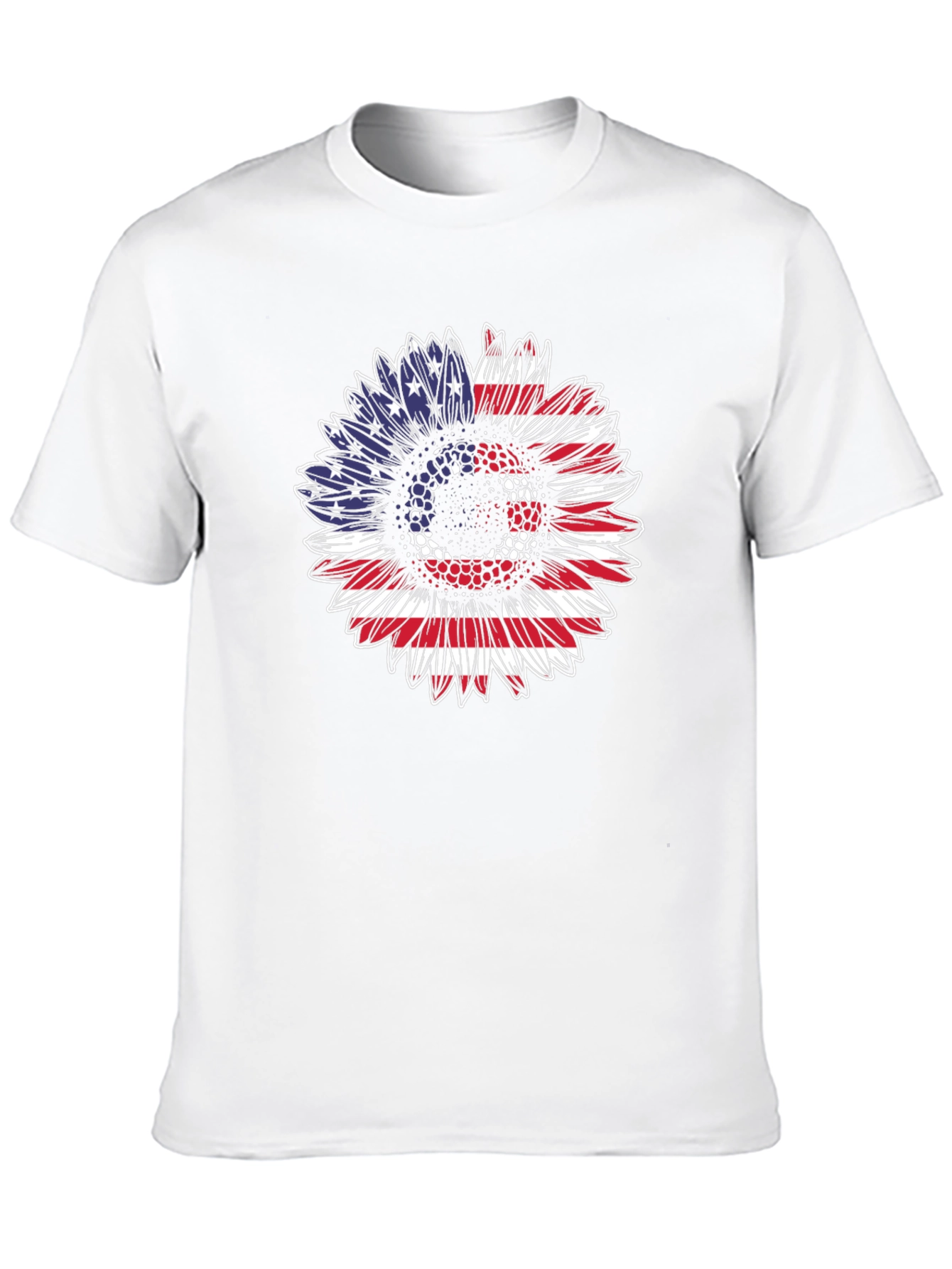 Patriotic Sunflower T-Shirt: USA Flag Design