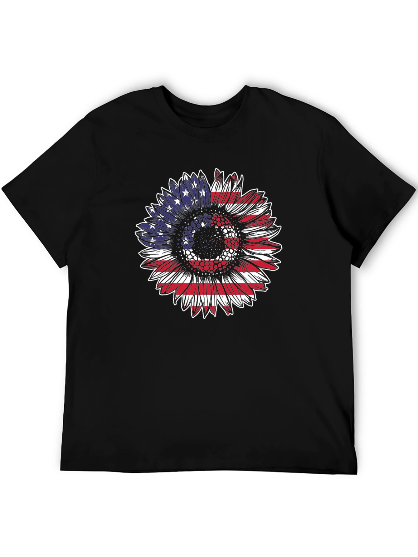 Patriotic Sunflower T-Shirt: USA Flag Design