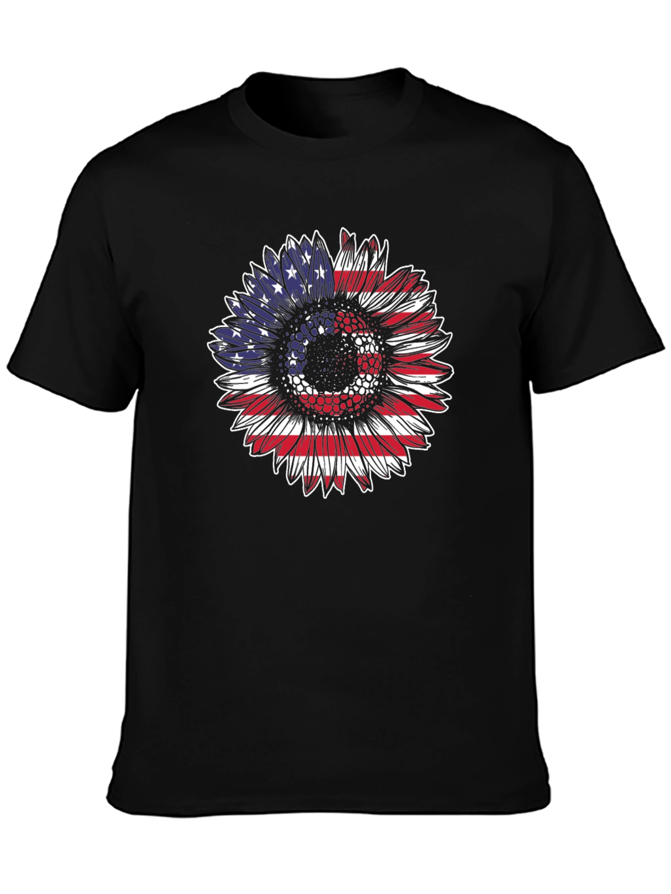 Patriotic Sunflower T-Shirt: USA Flag Design