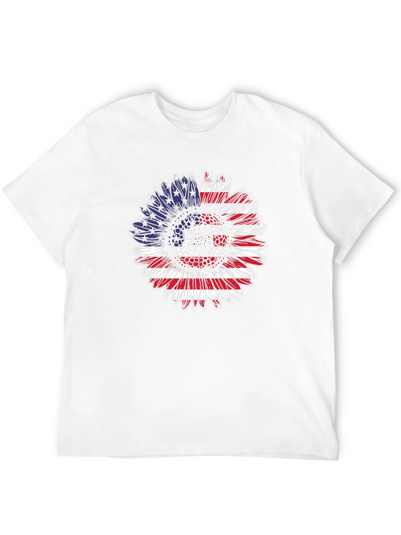 Patriotic Sunflower T-Shirt: USA Flag Design