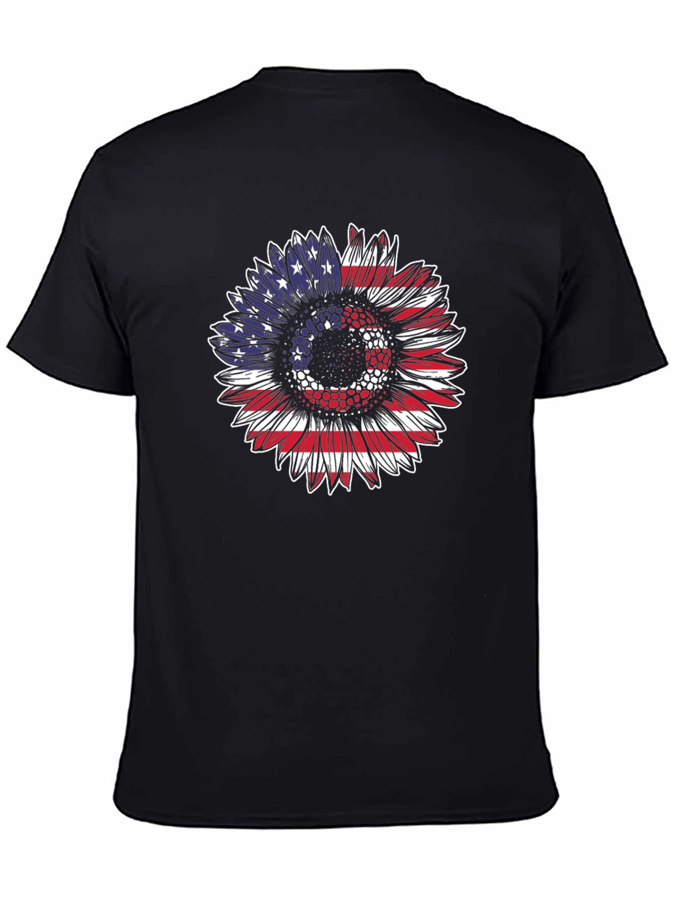 Patriotic Sunflower T-Shirt: USA Flag Design
