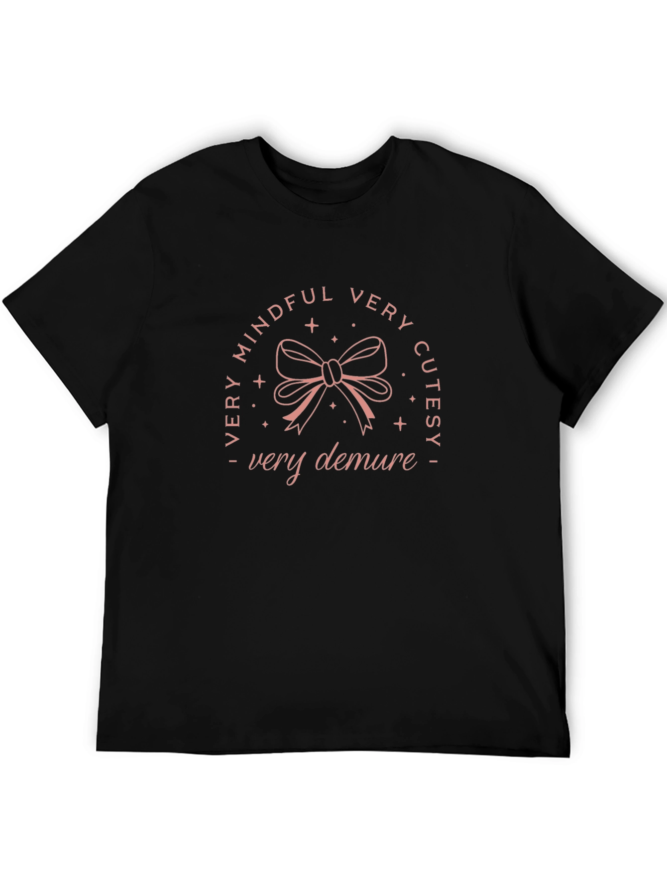 Mindful Cutesy Bow Graphic Tee - Soft Black Cotton