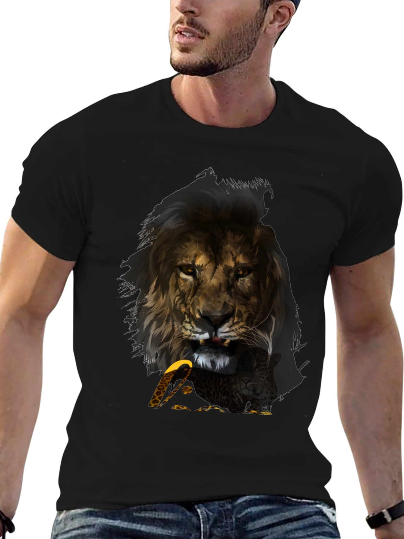 Lion & Eagle Graphic T-Shirt - Mens Black Tee