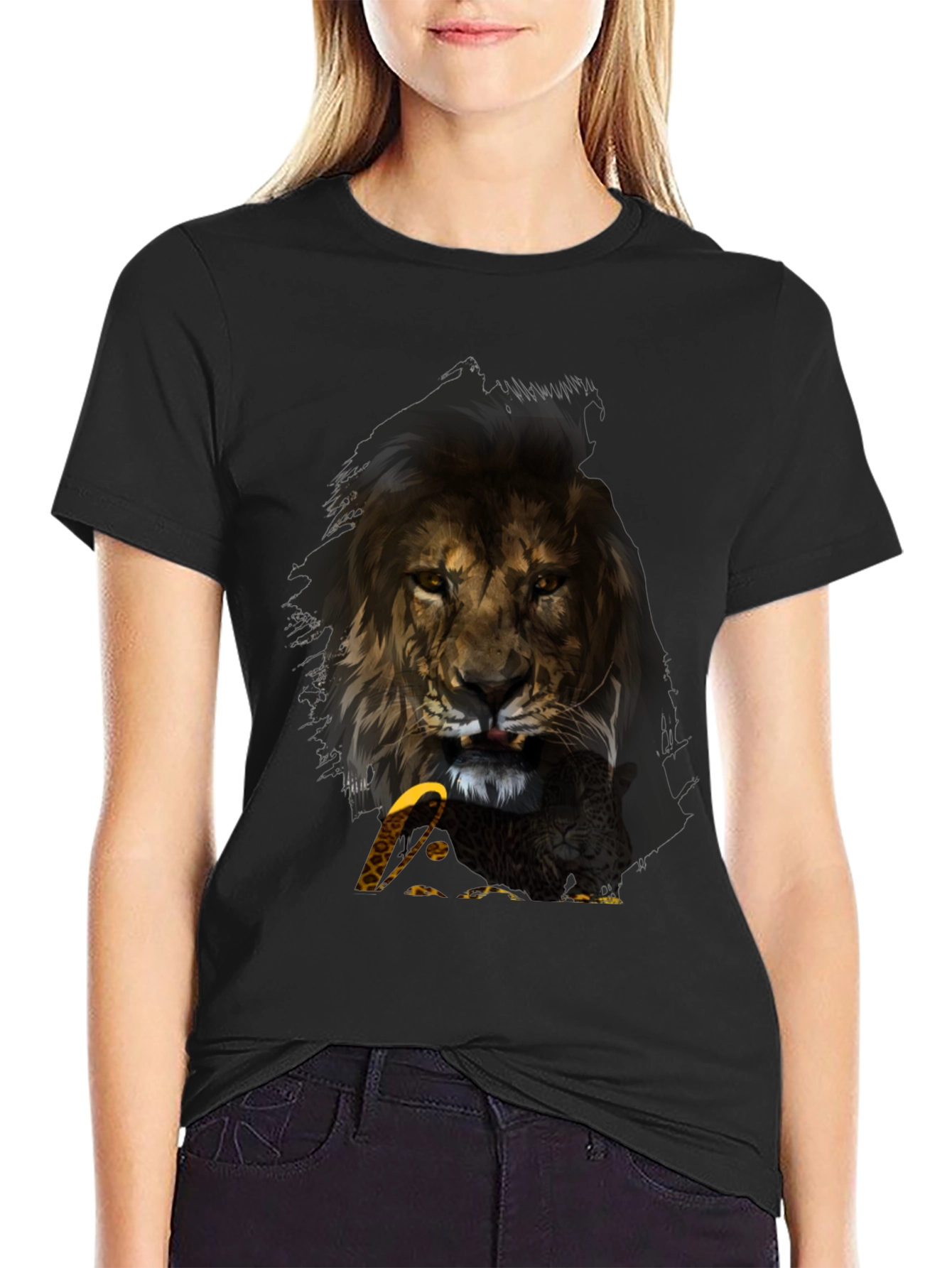 Lion & Eagle Graphic T-Shirt - Mens Black Tee