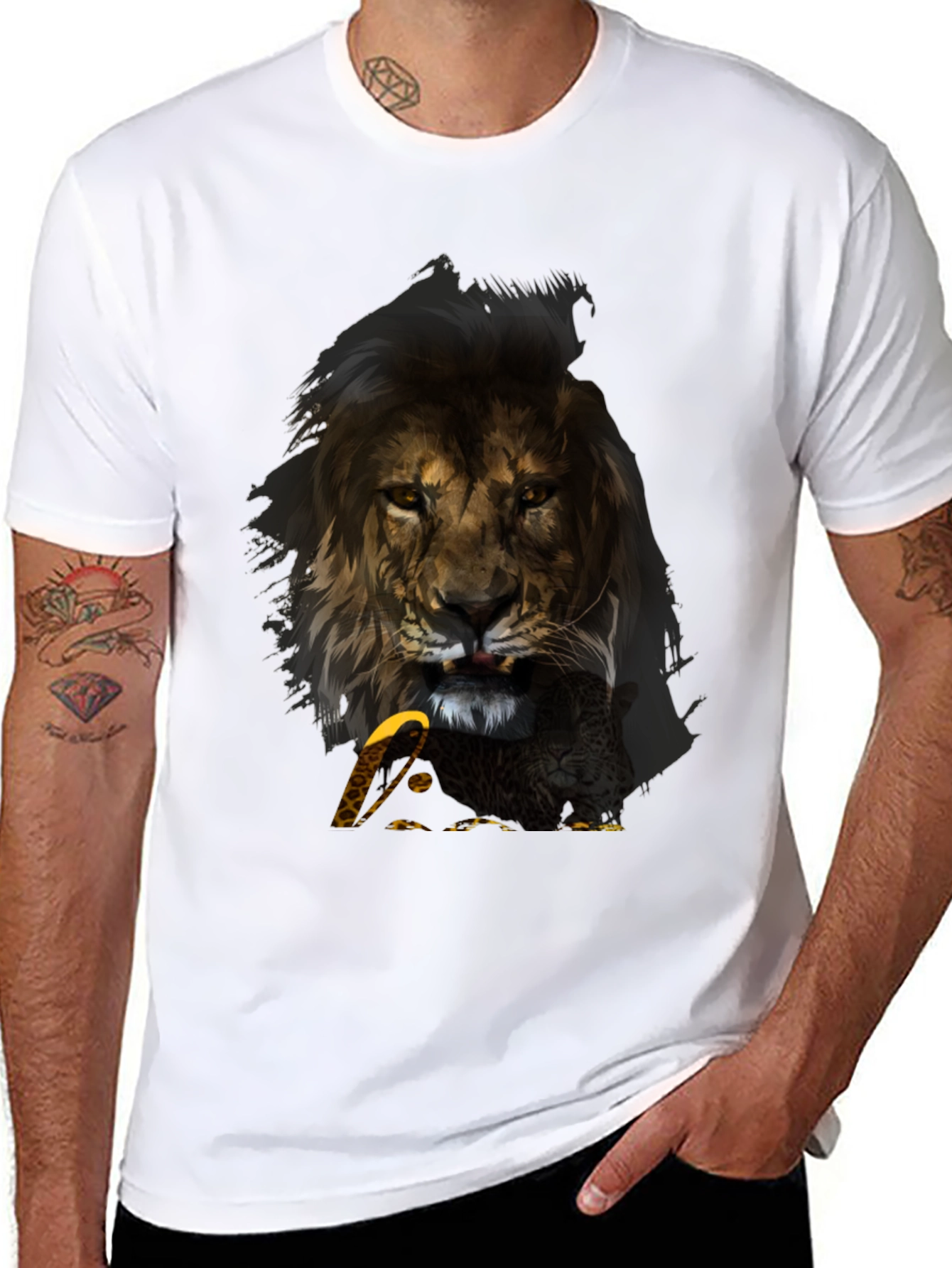 Lion & Eagle Graphic T-Shirt - Mens Black Tee