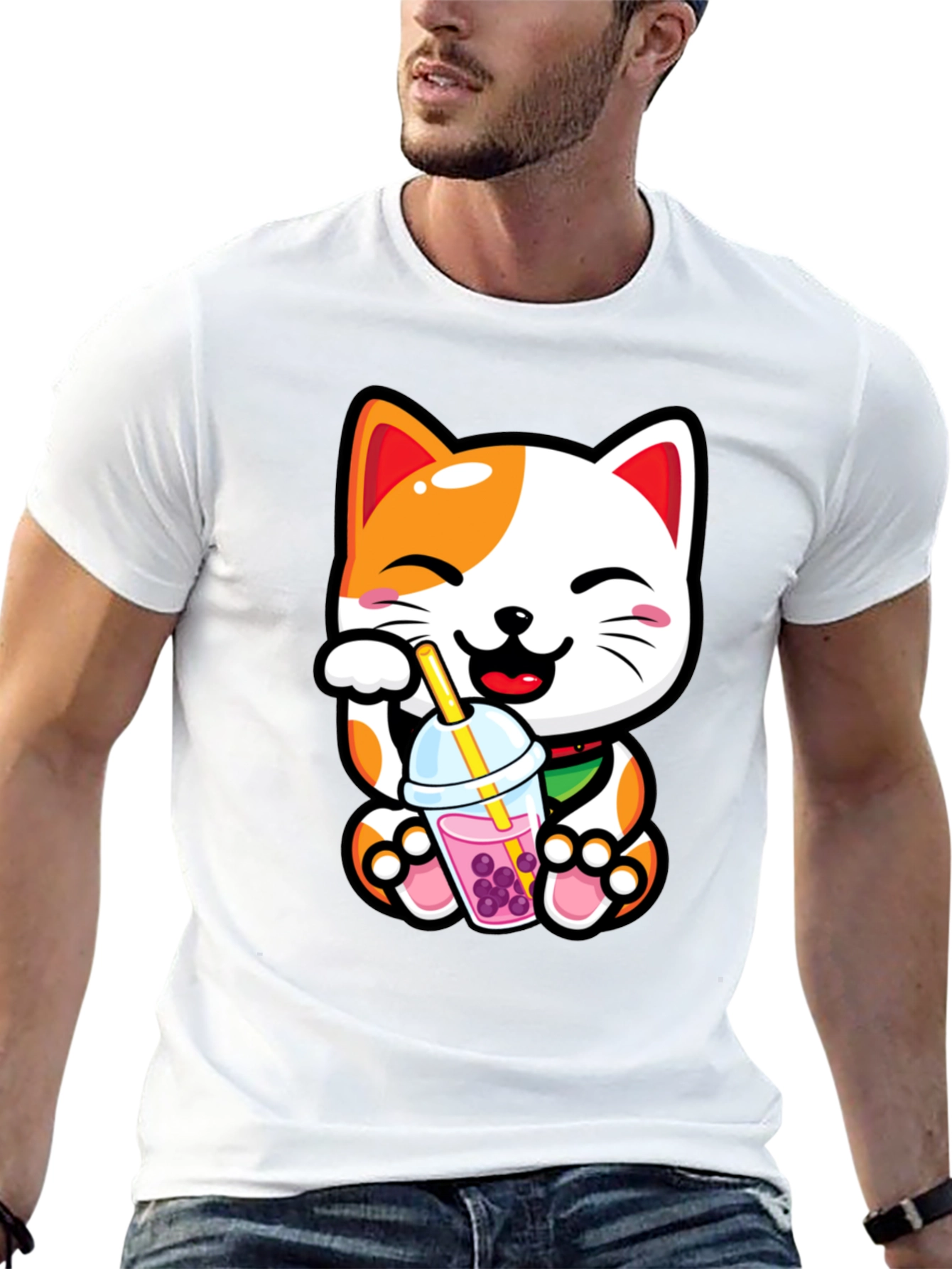 Kawaii Cat Boba Tea Graphic Tee