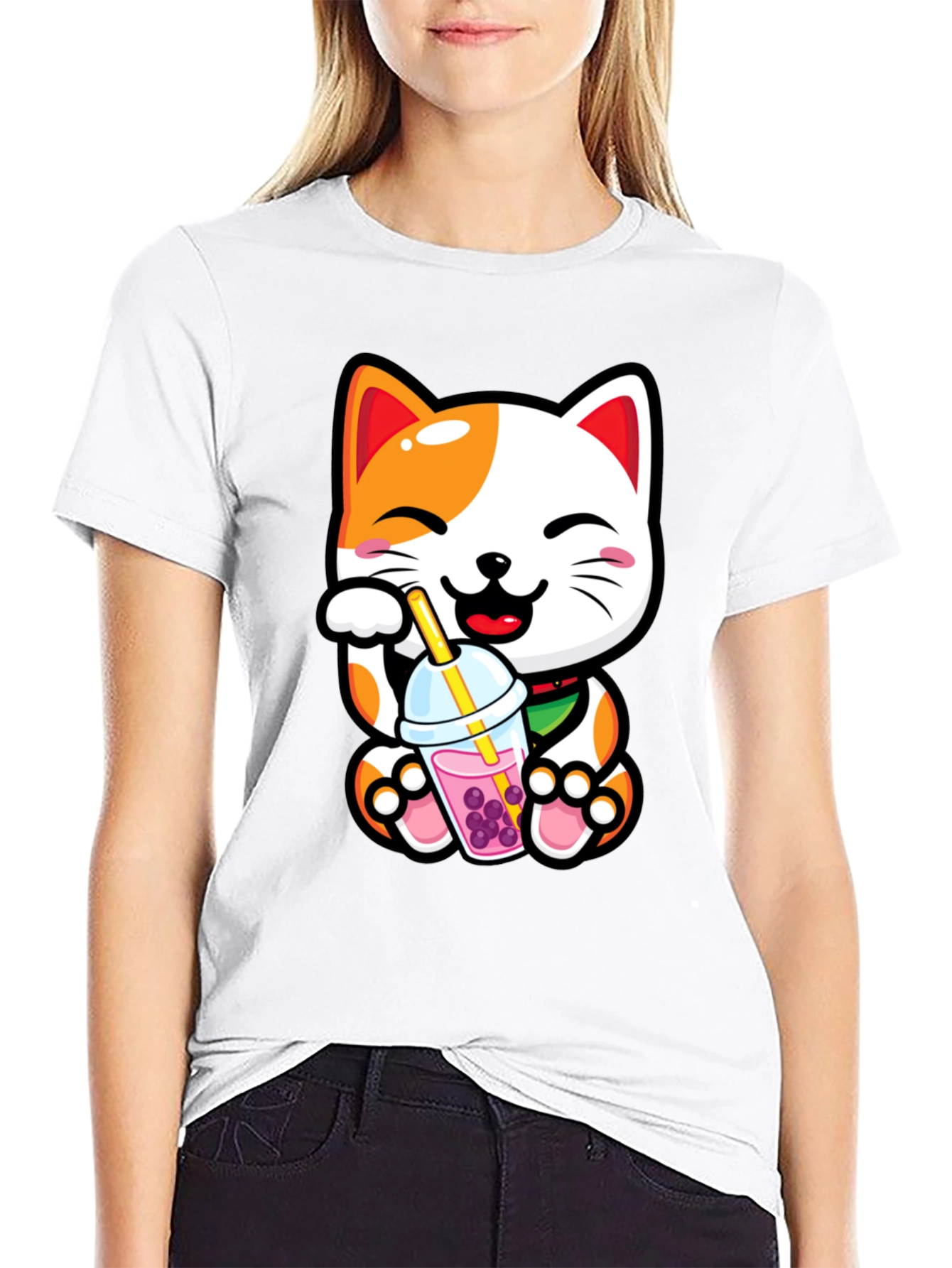 Kawaii Cat Boba Tea Graphic Tee