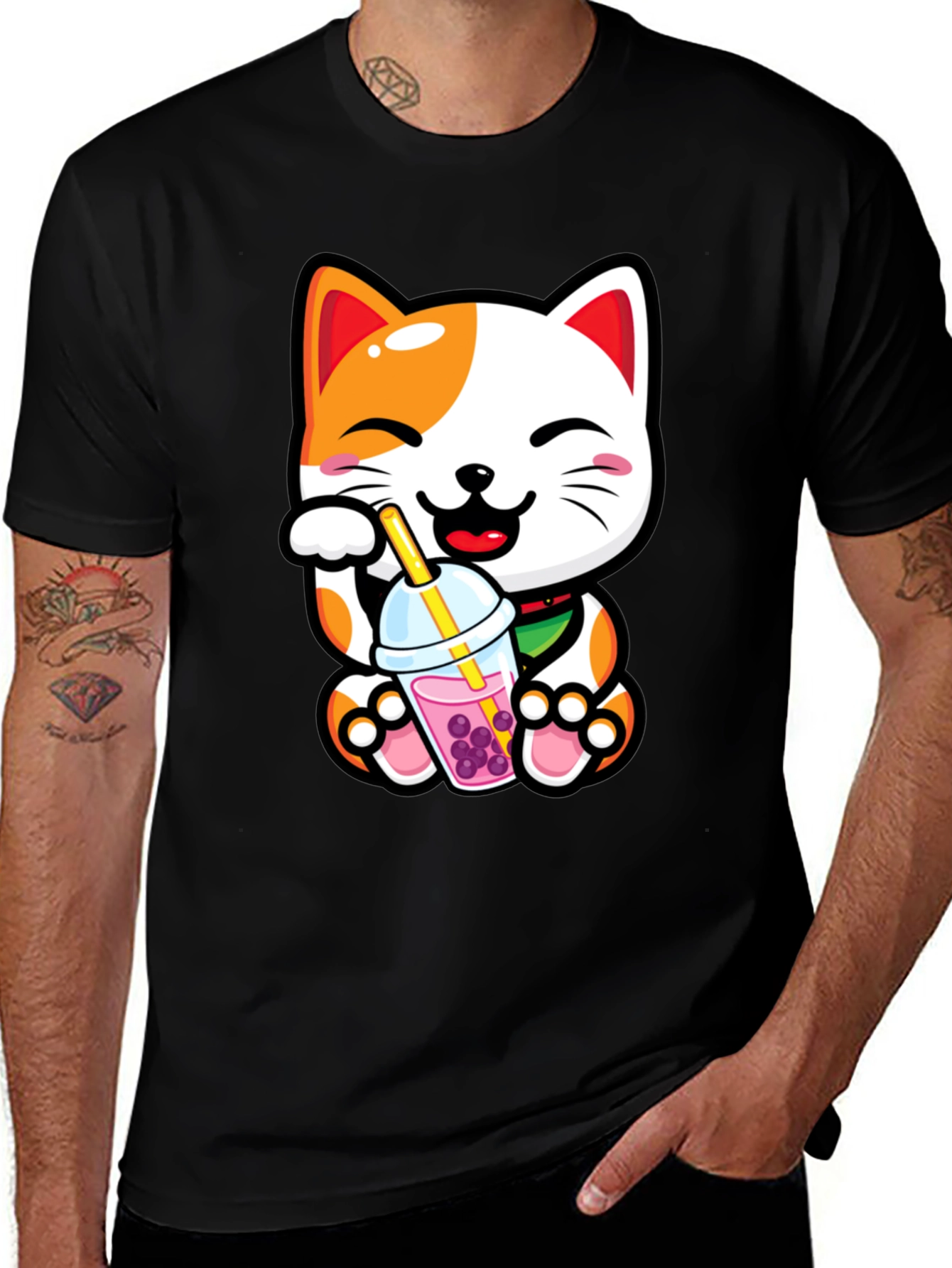 Kawaii Cat Boba Tea Graphic Tee