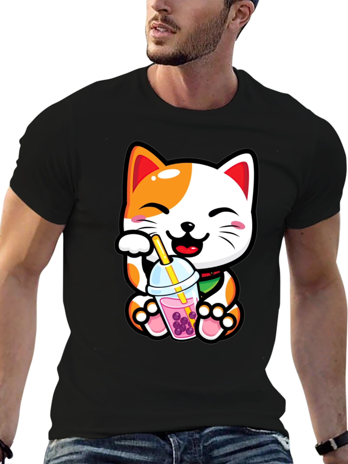 Kawaii Cat Boba Tea Graphic Tee