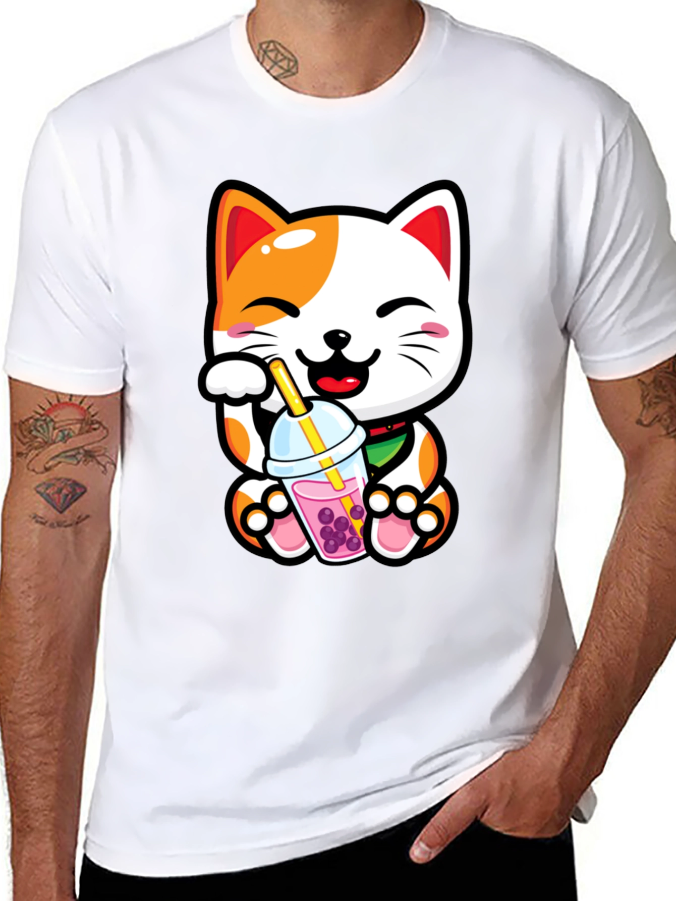 Kawaii Cat Boba Tea Graphic Tee
