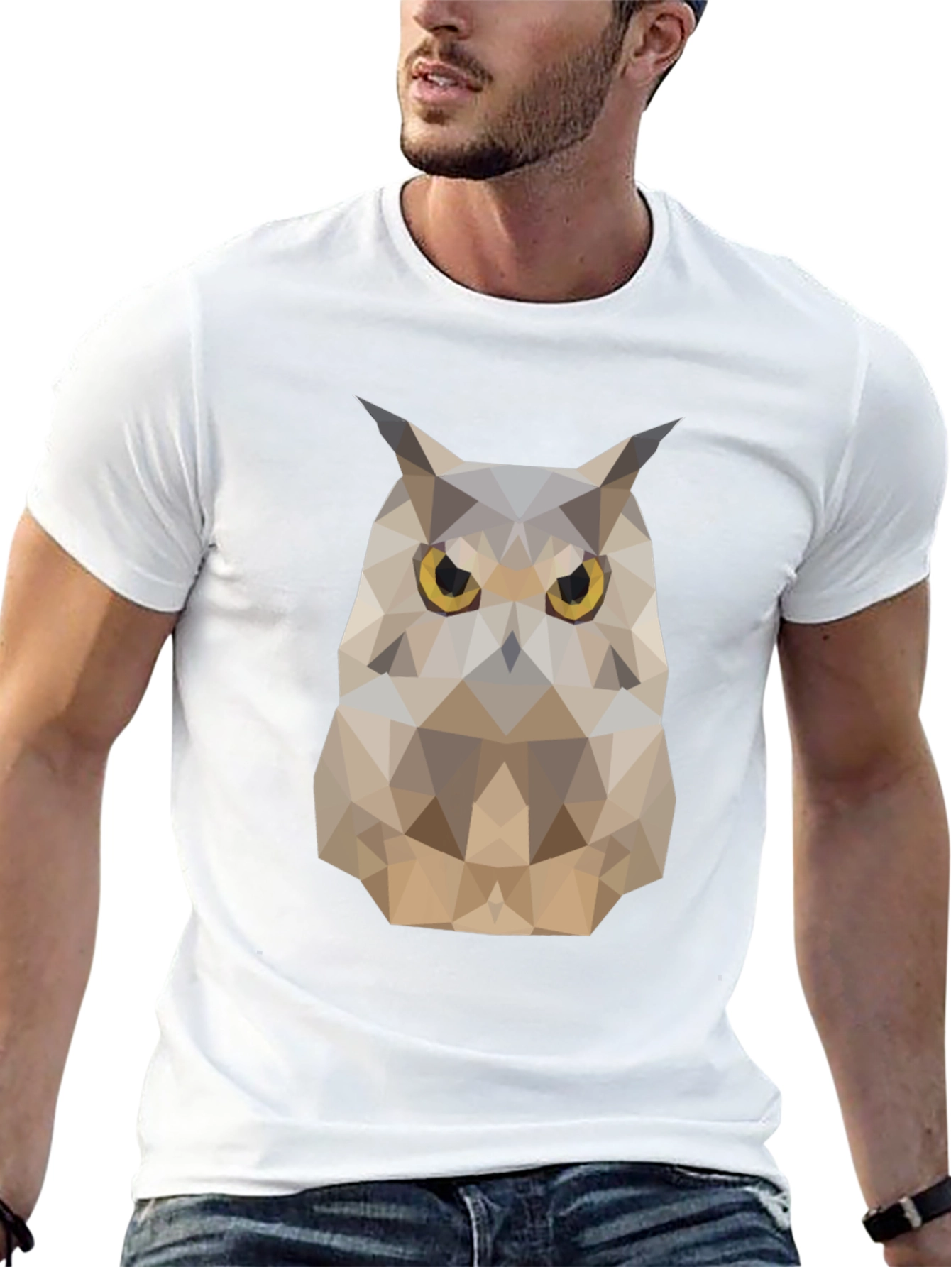 Geometric Owl T-Shirt - Modern Animal Design
