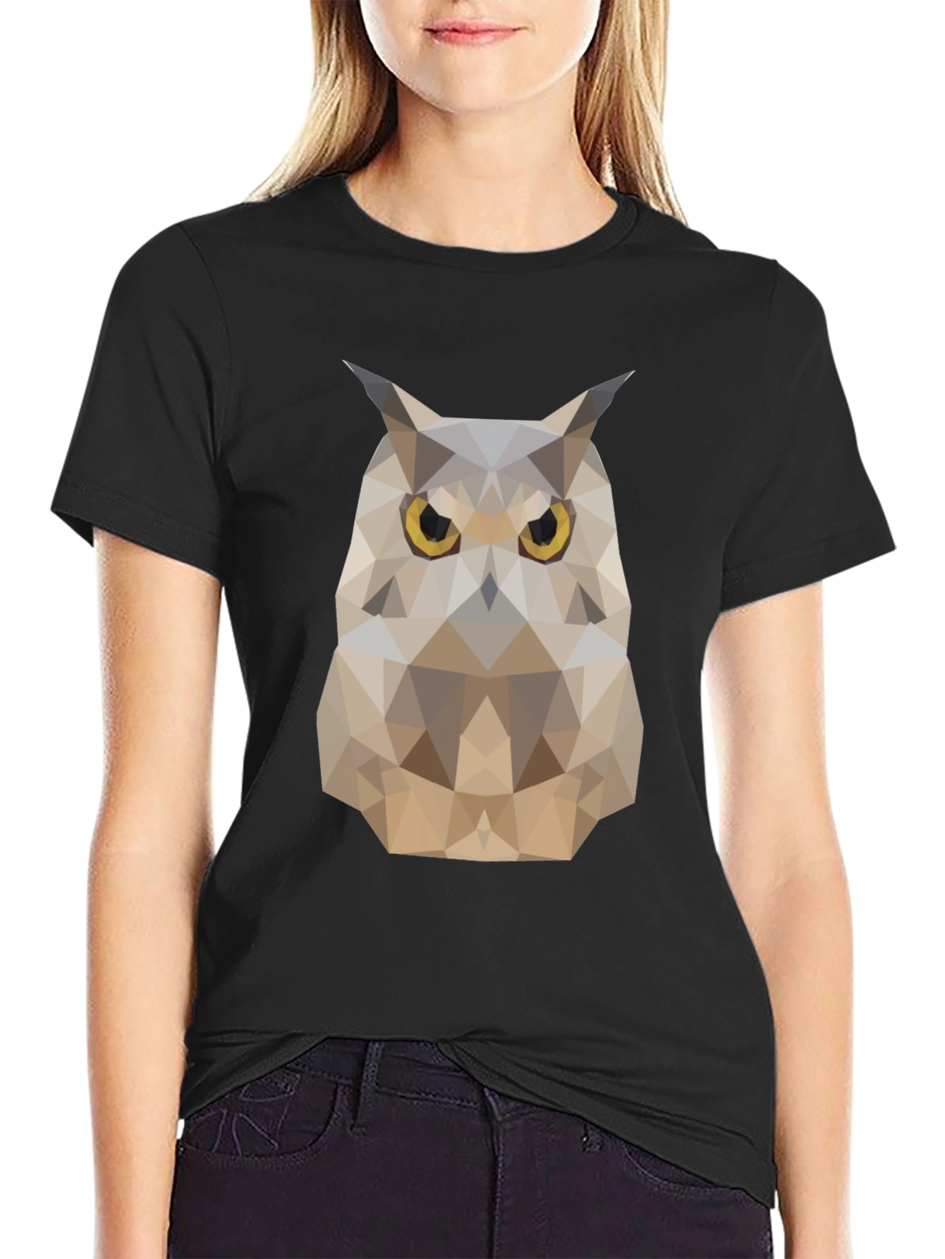 Geometric Owl T-Shirt - Modern Animal Design