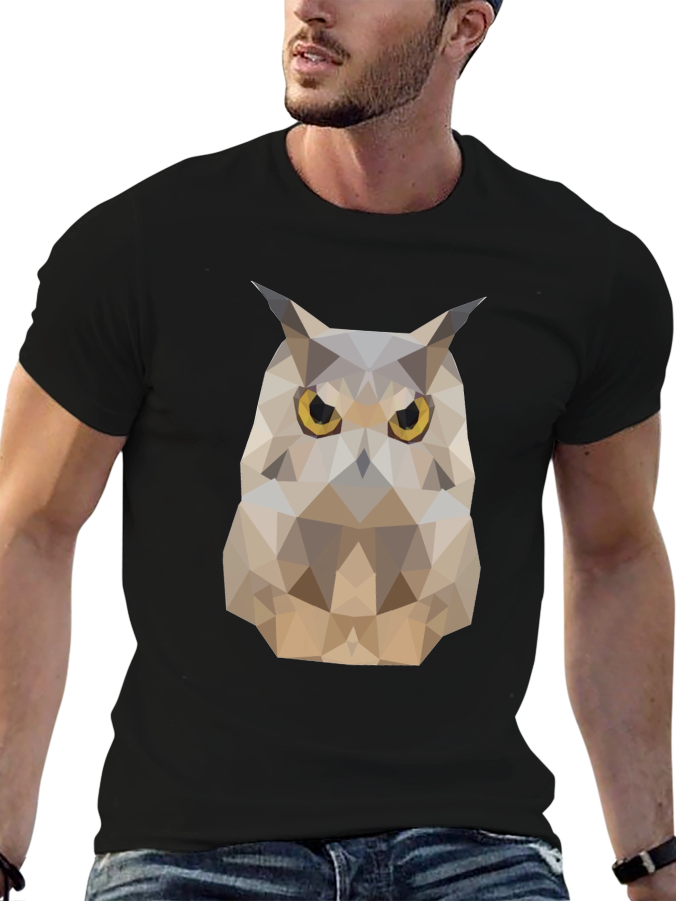 Geometric Owl T-Shirt - Modern Animal Design