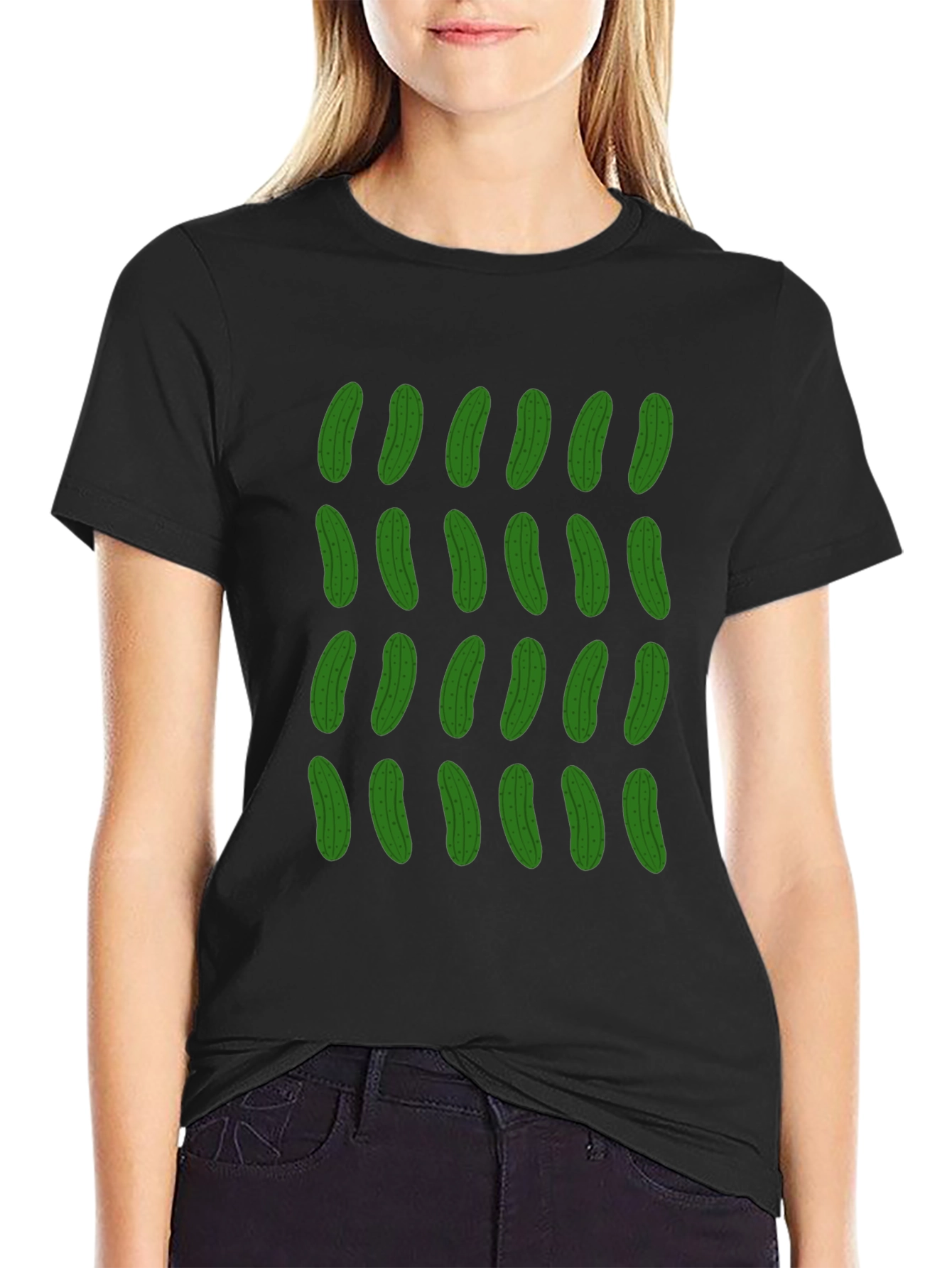 Pickle Pattern T-Shirt - Funky Black Tee